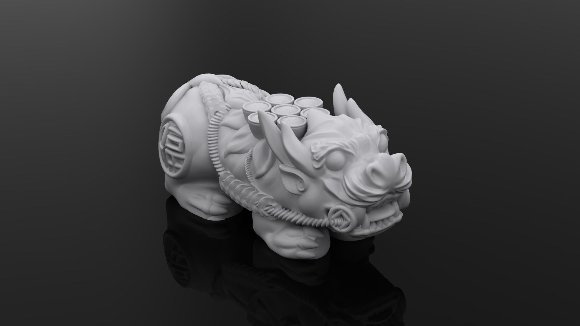 chinese dragon statue 3D print model_1