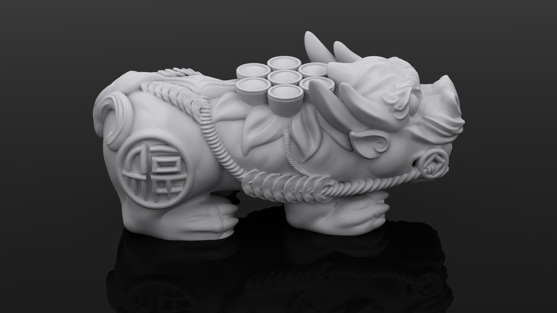 chinese dragon statue 3D print model_5