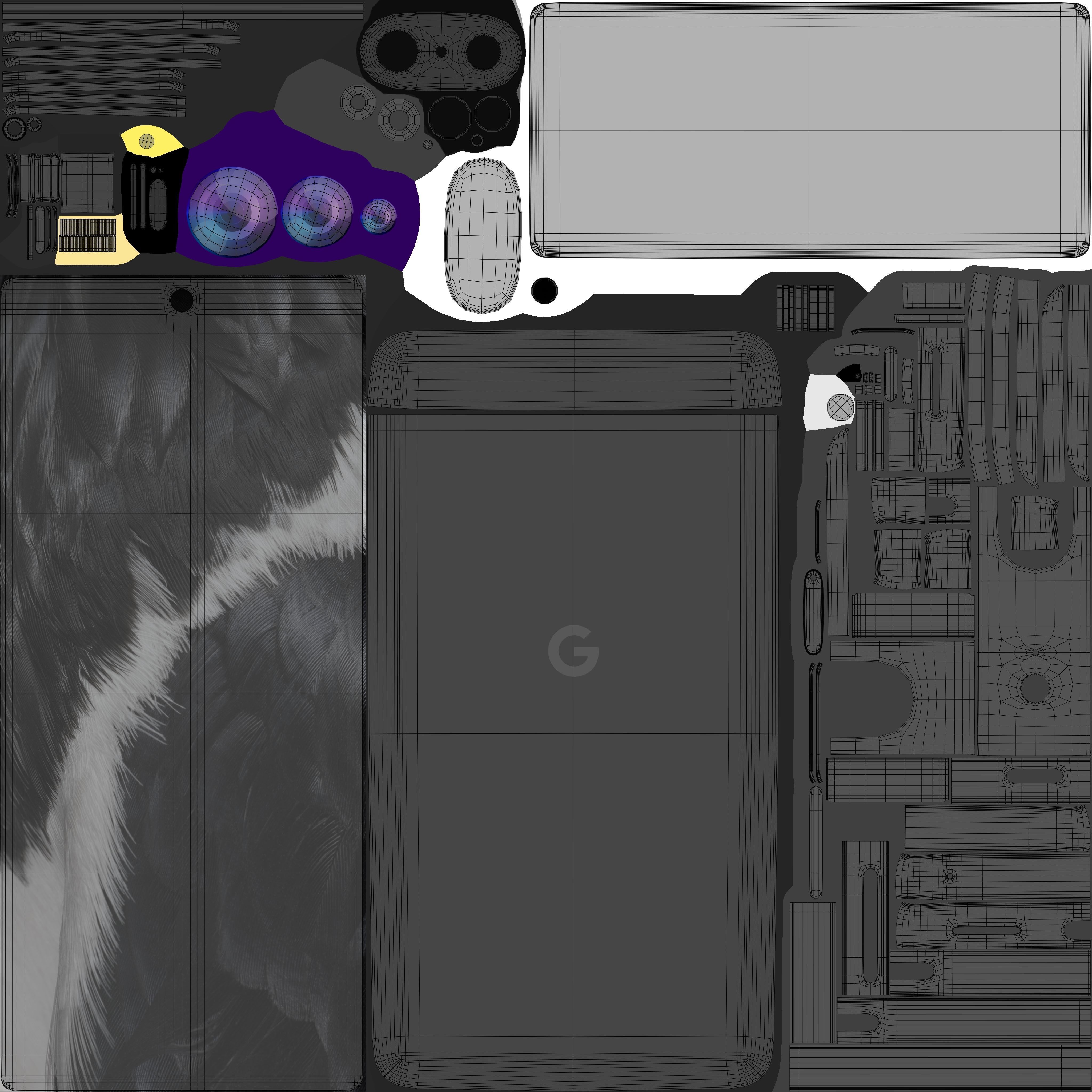 Google Pixel 7 Obsidian Low-poly 3D model_11