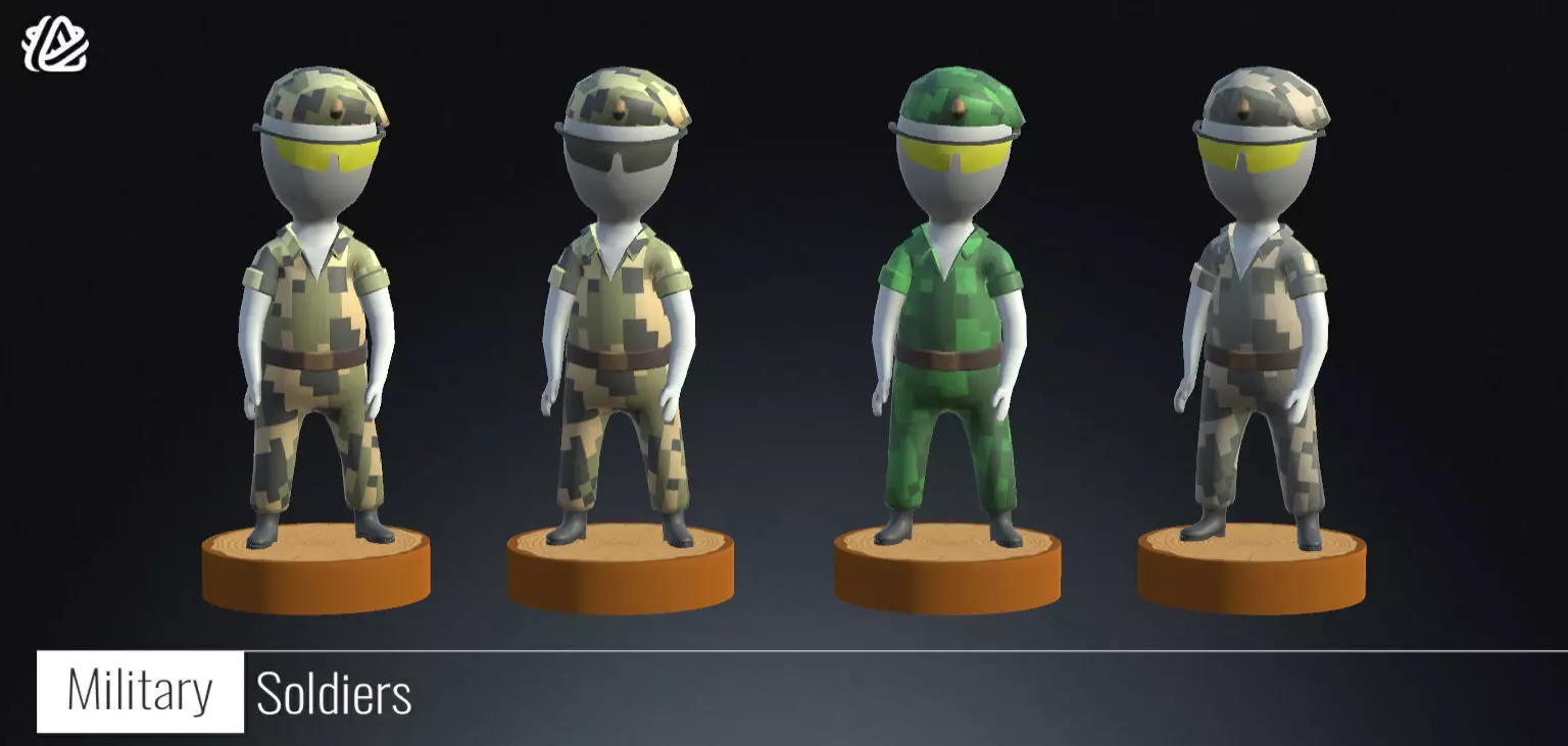 3D Soldiers - Military Stickman Low-poly 3D model_0