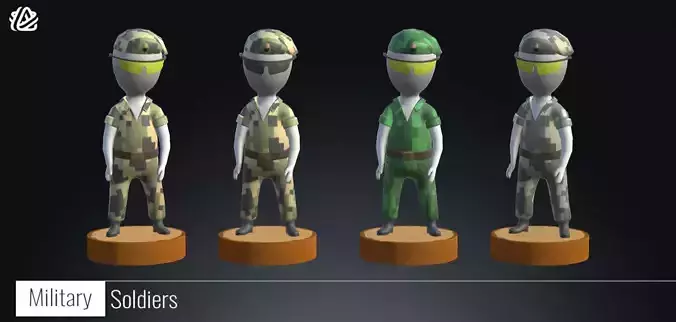 3D Soldiers - Military Stickman Low-poly 3D model