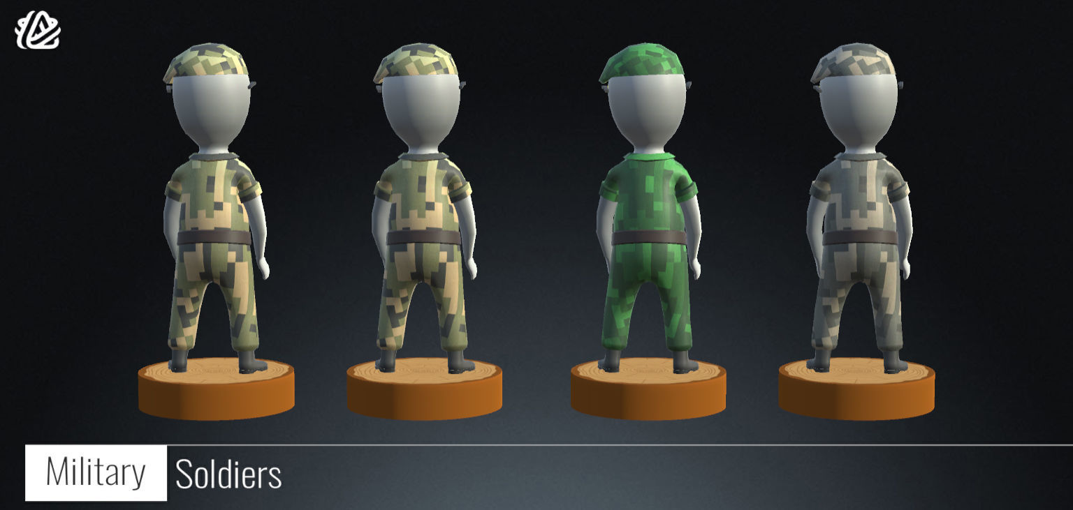 3D Soldiers - Military Stickman Low-poly 3D model_1
