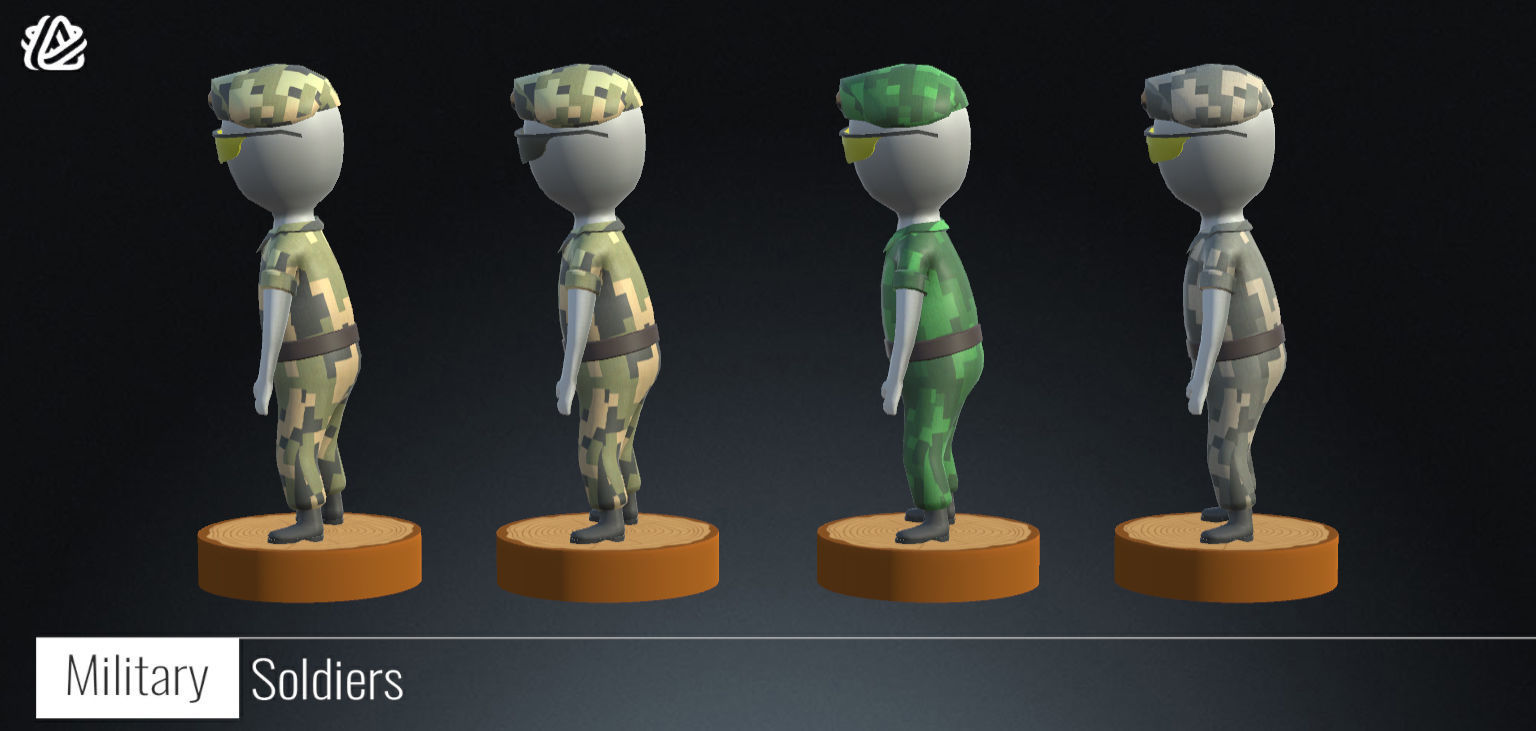 3D Soldiers - Military Stickman Low-poly 3D model_3