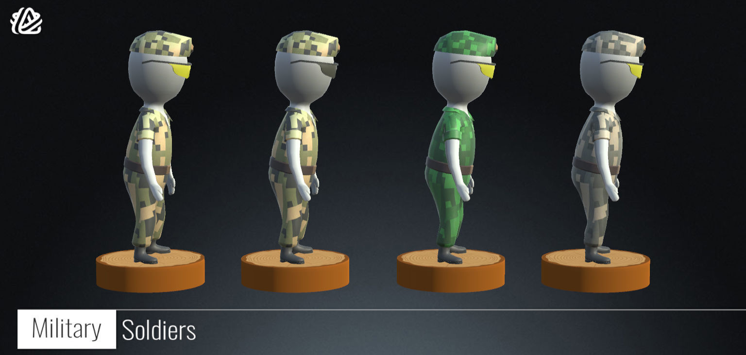3D Soldiers - Military Stickman Low-poly 3D model_2