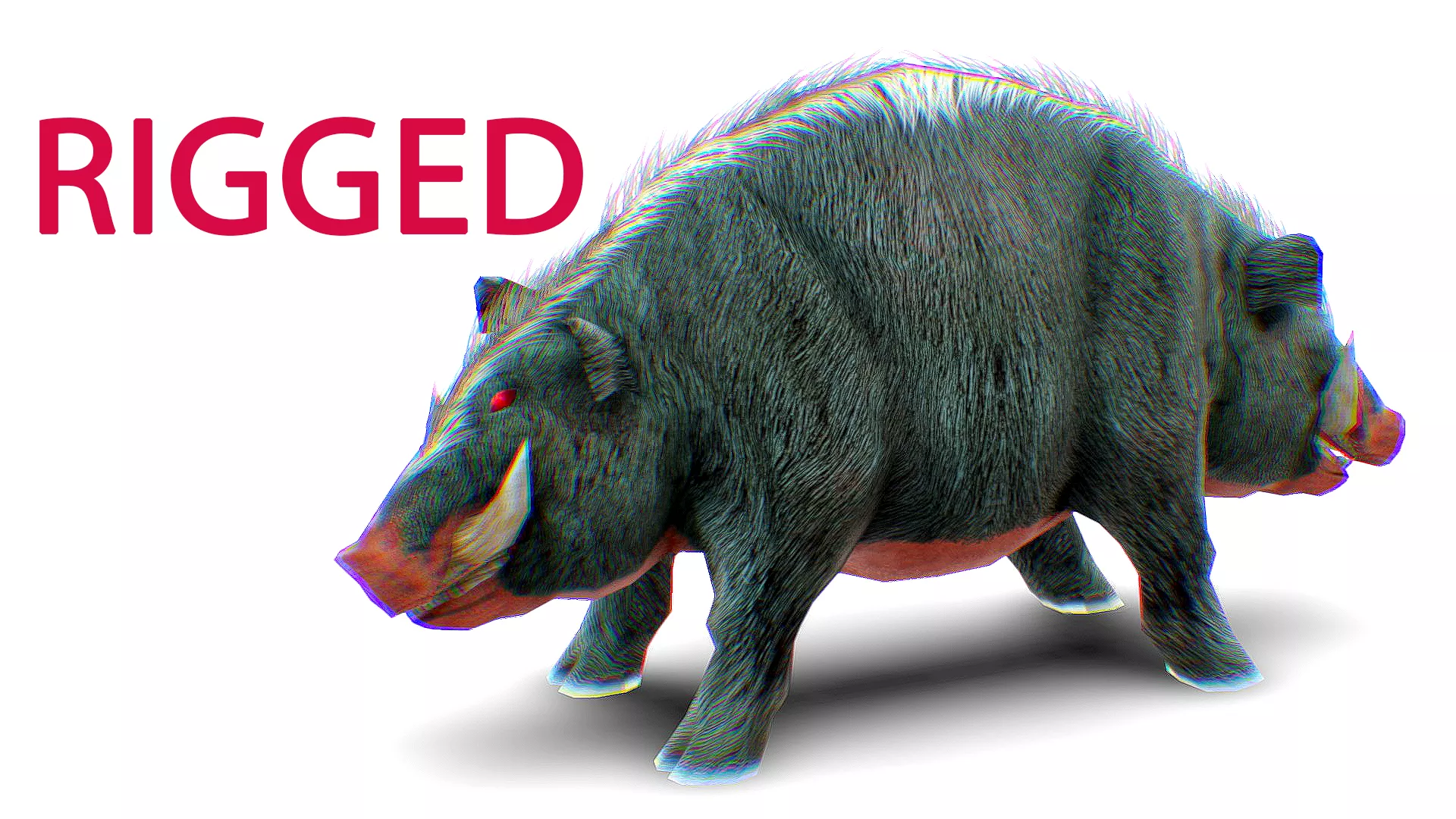 Wild Boar Monster - Forest Mutant Pig Animal - Fantasy Piggy Low-poly 3D model