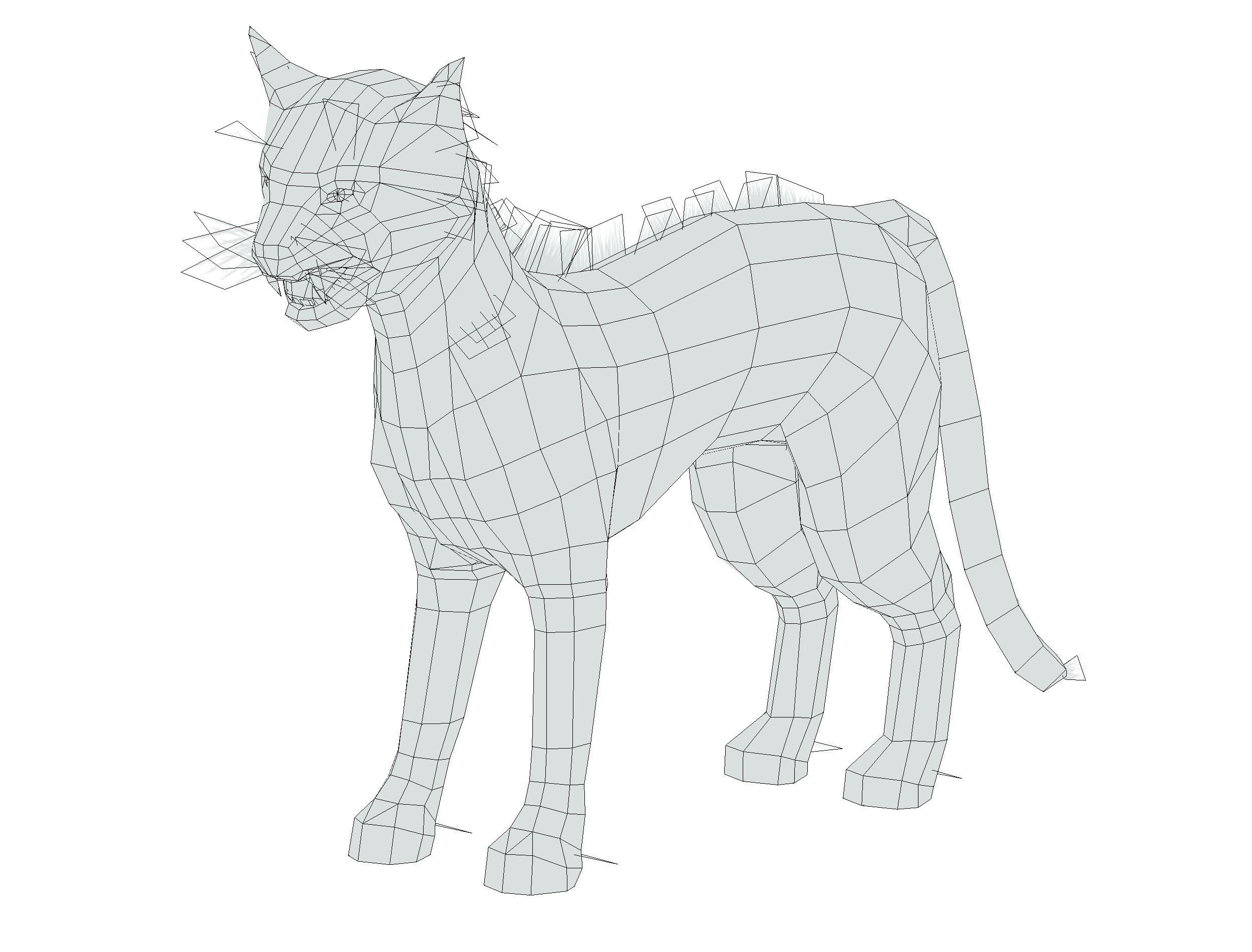 LowPoly Monster Cat Low-poly 3D model_22
