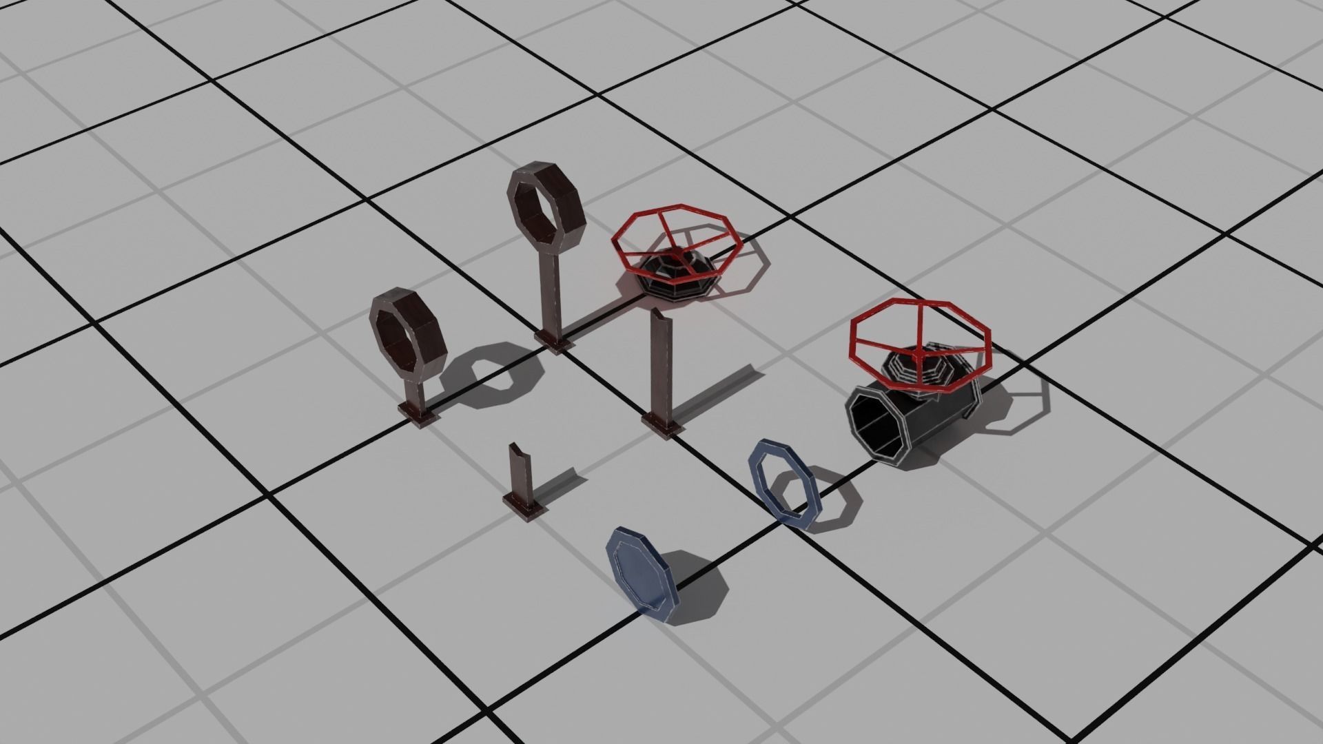 Low Poly Industrial Pipe Pack Free 3D model_9