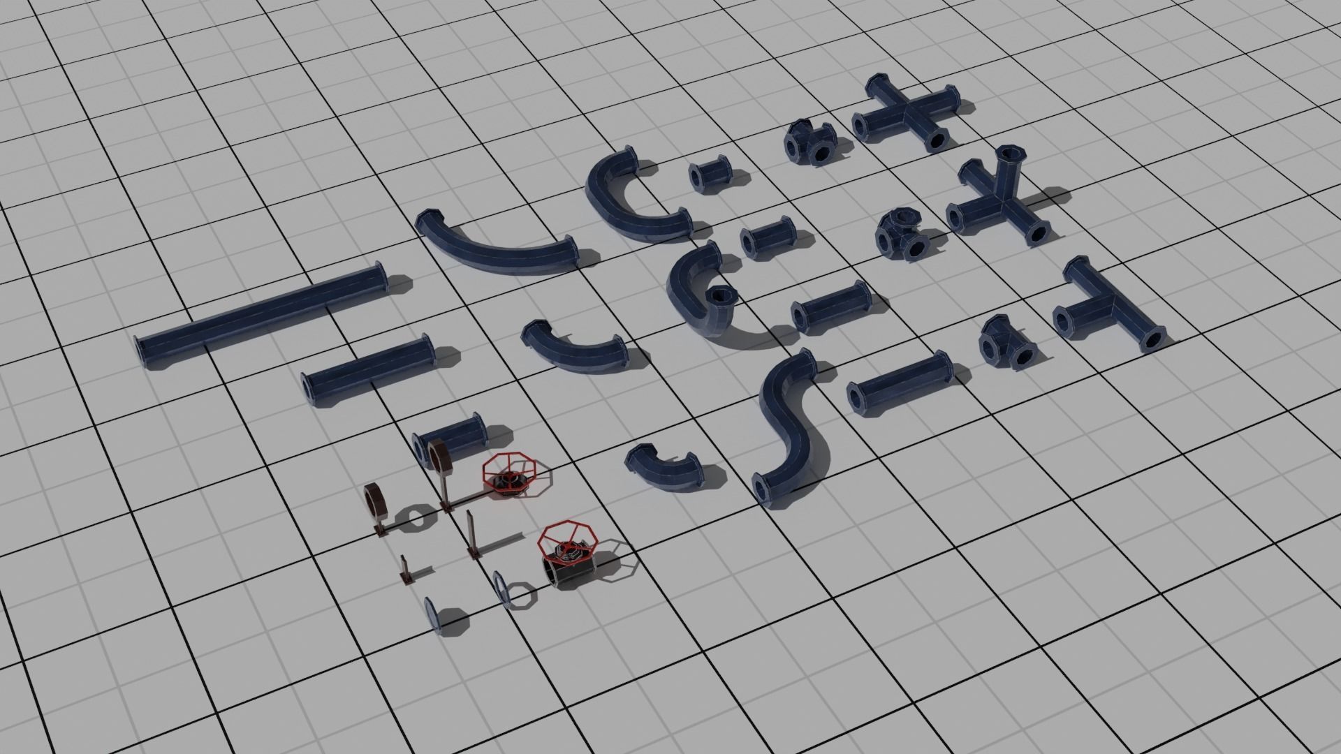 Low Poly Industrial Pipe Pack Free 3D model_1