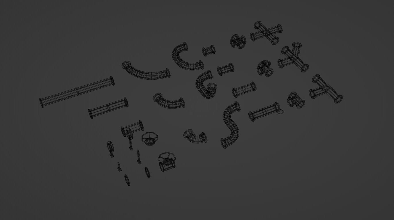 Low Poly Industrial Pipe Pack Free 3D model_2