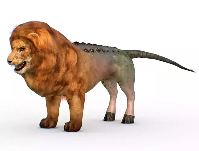 LowPoly Chimera Fire Breathing Monster 3D Model