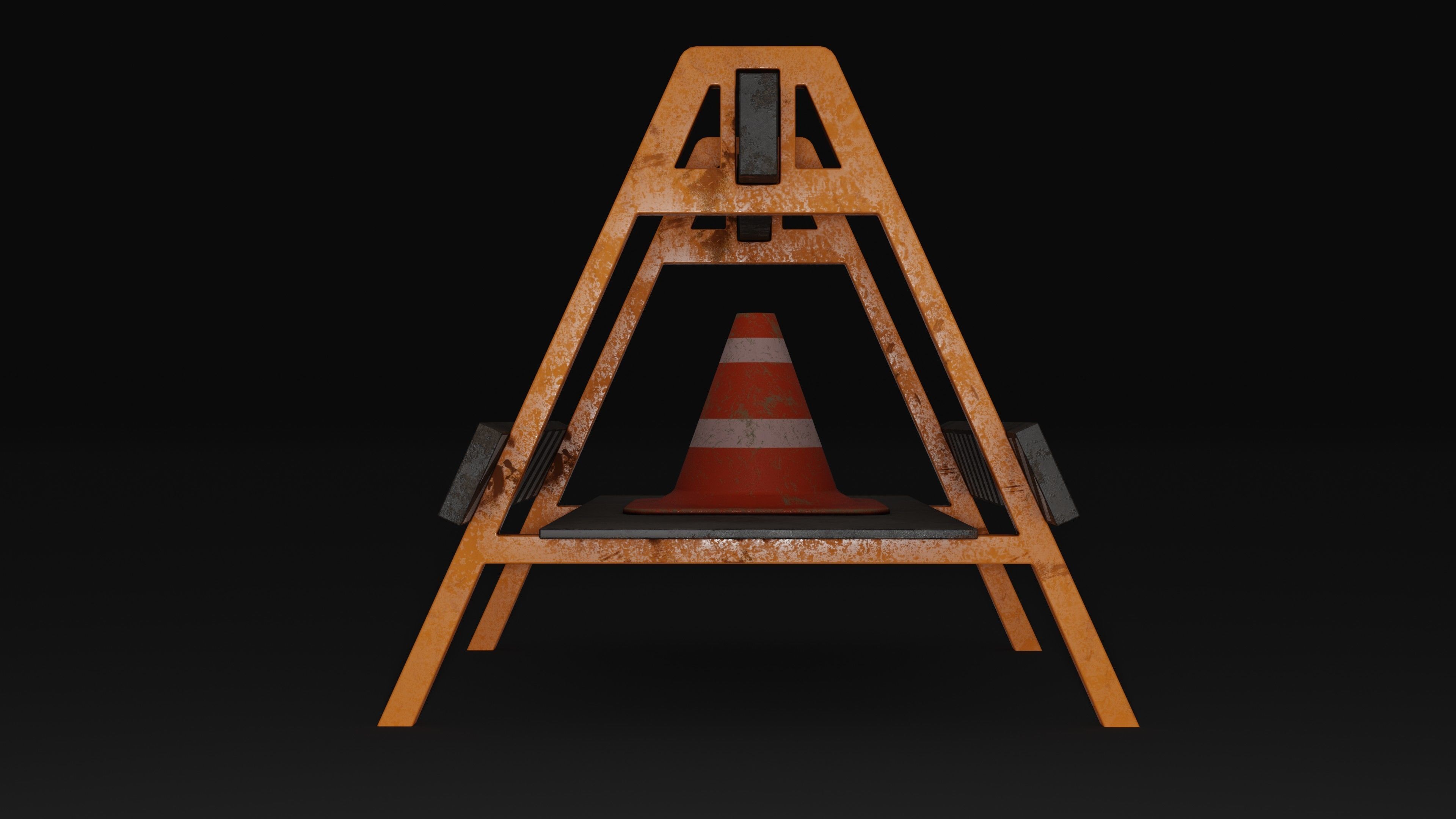 Safety Barrier Low-poly 3D model_6