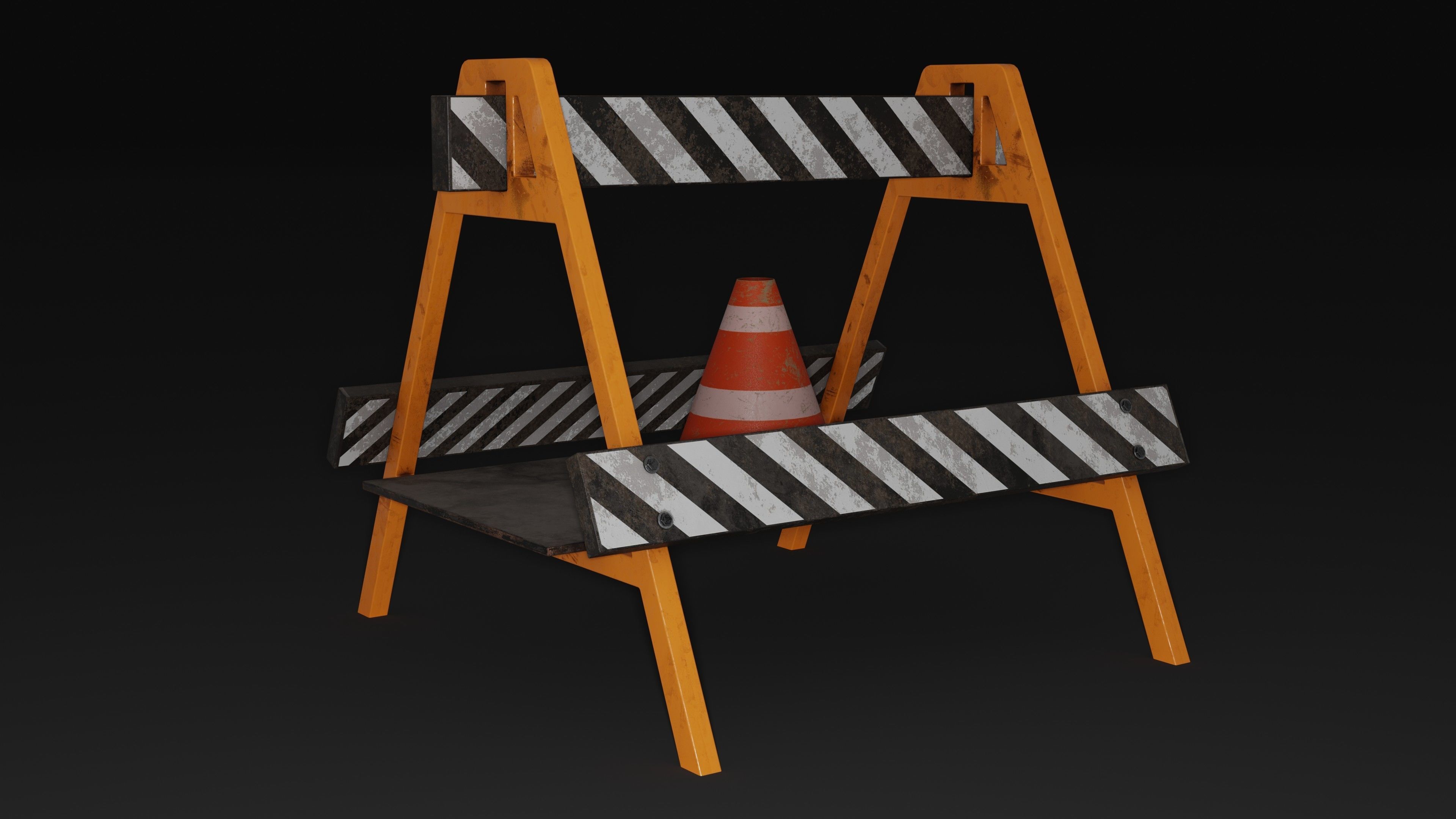 Safety Barrier Low-poly 3D model_2