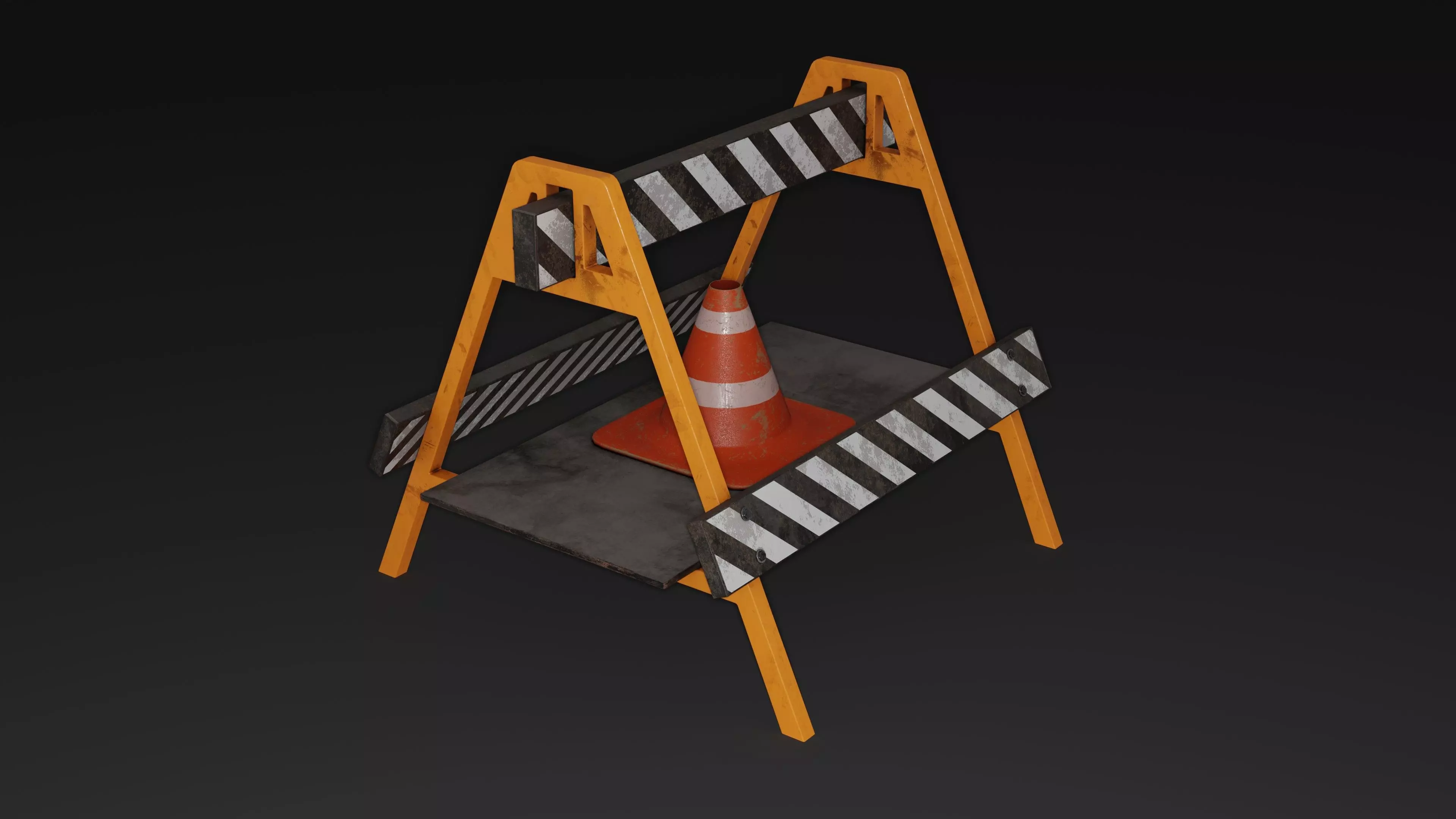 Safety Barrier Low-poly 3D model_0
