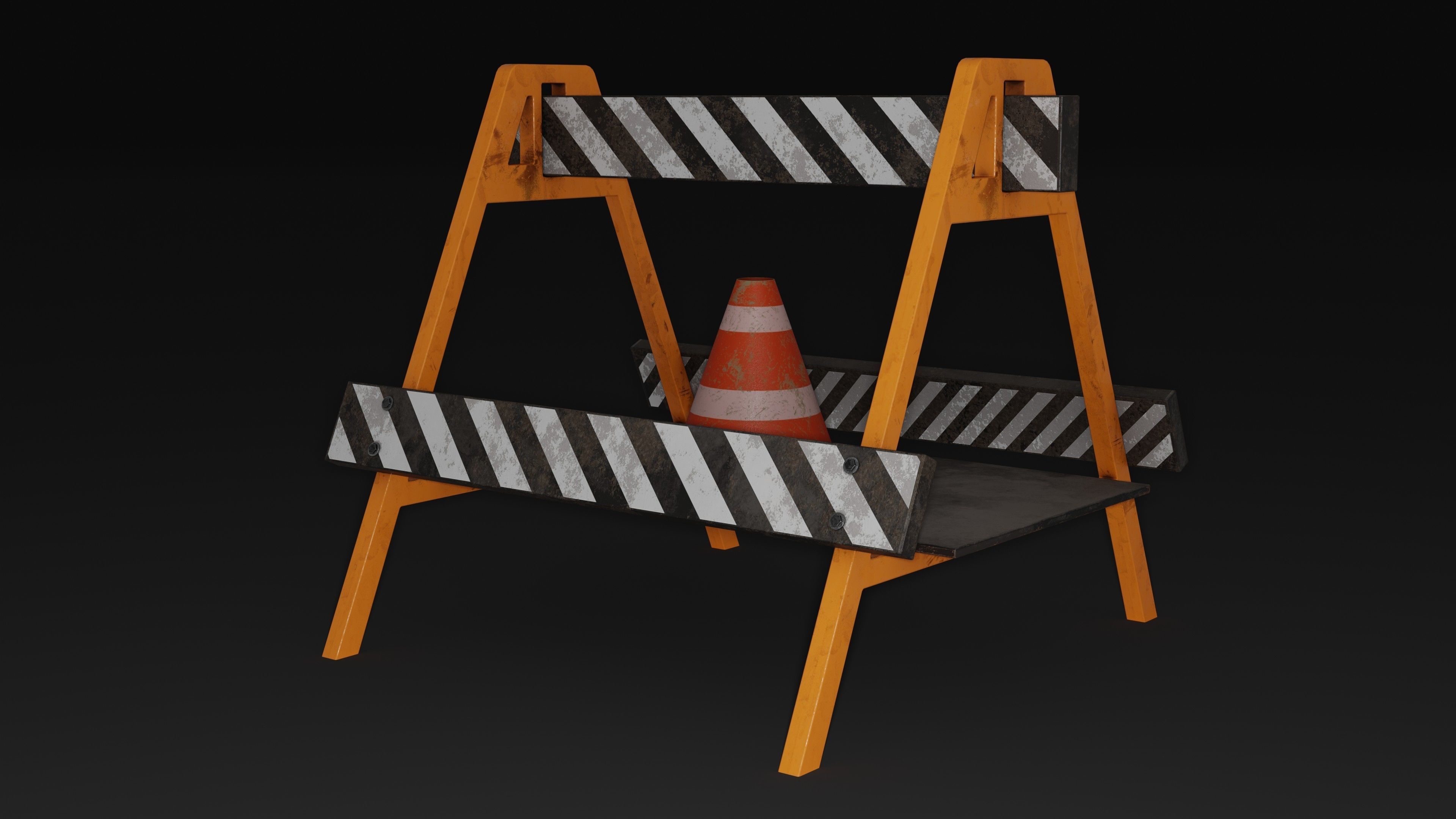 Safety Barrier Low-poly 3D model_4