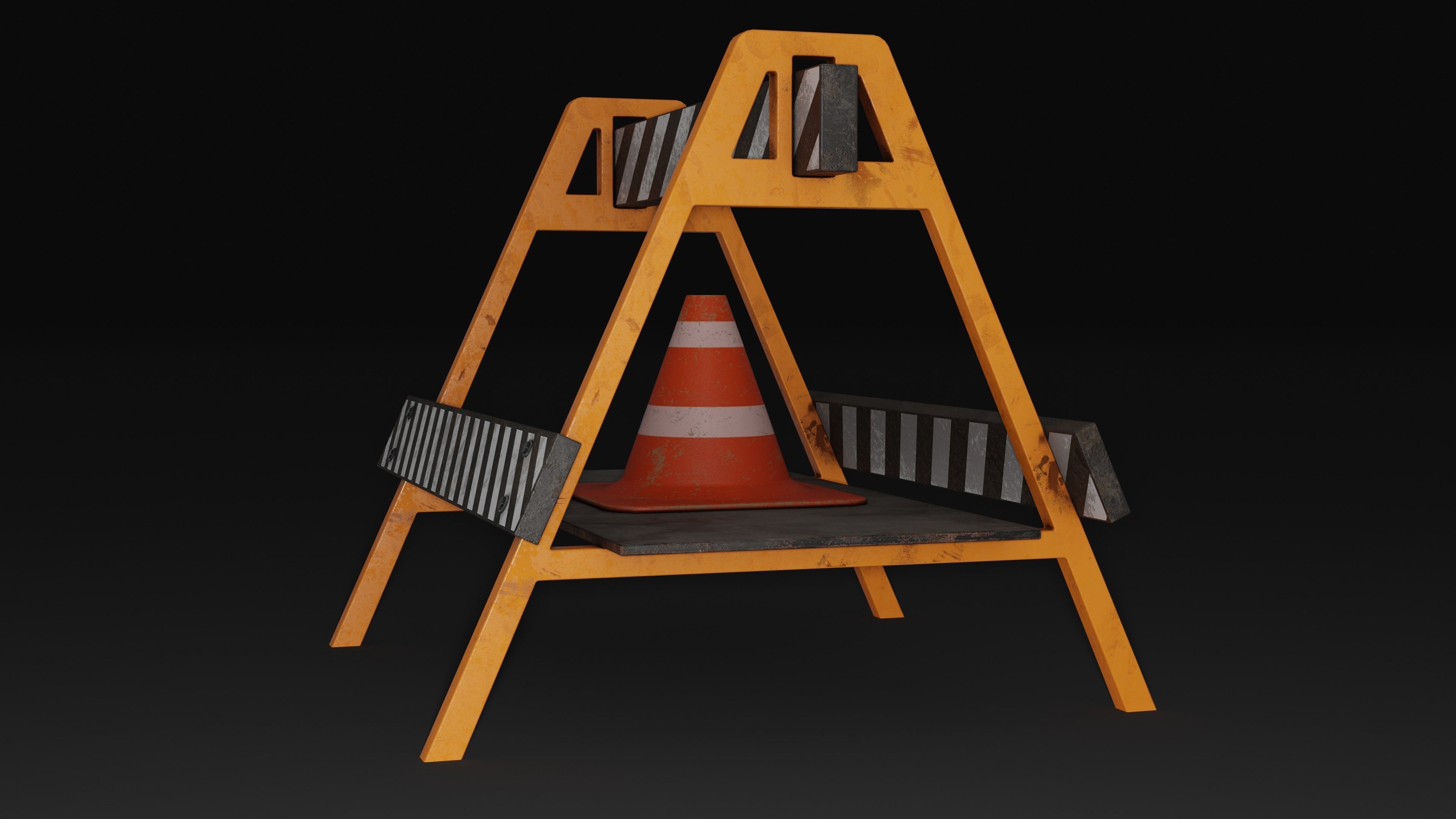 Safety Barrier Low-poly 3D model_8