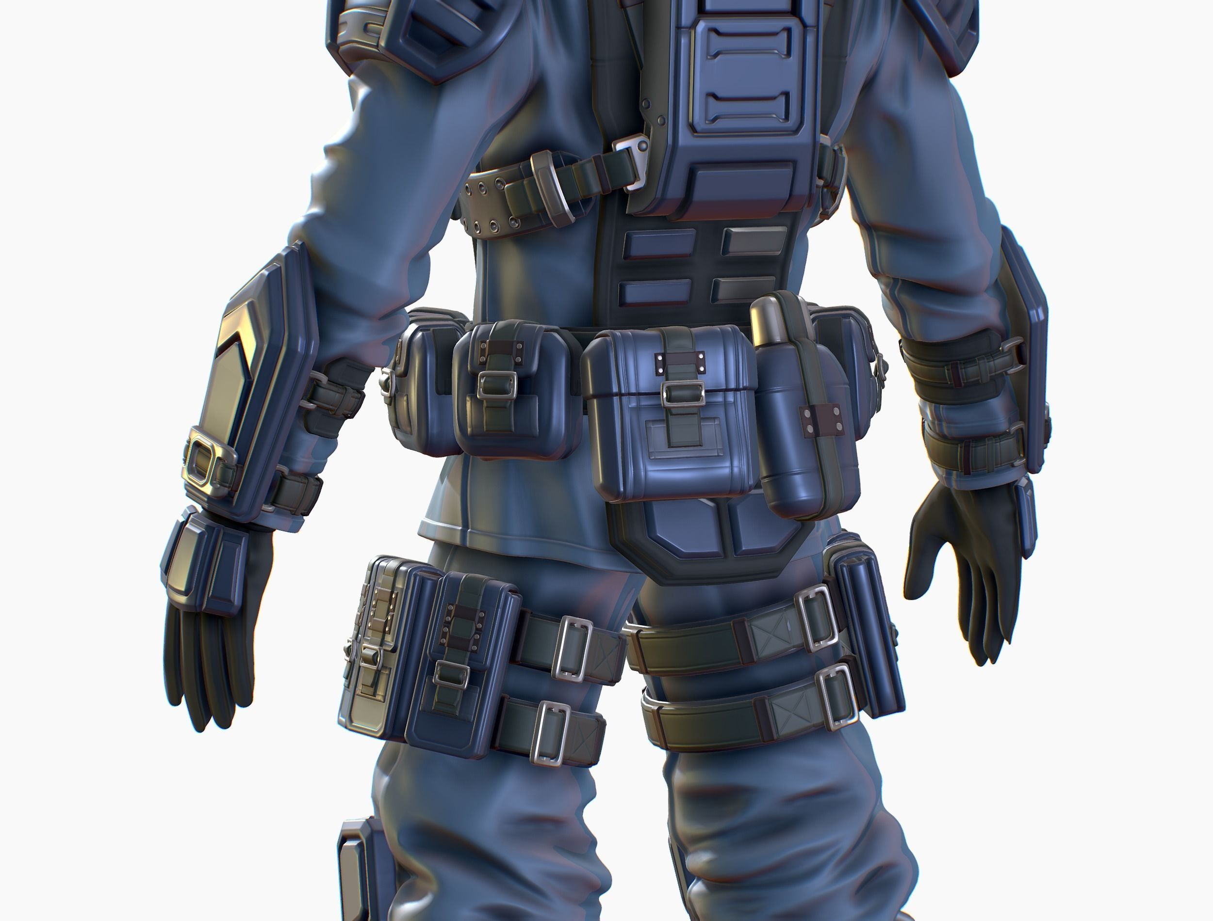 High Poly Man Military Heavy Armor Future 3D model_19