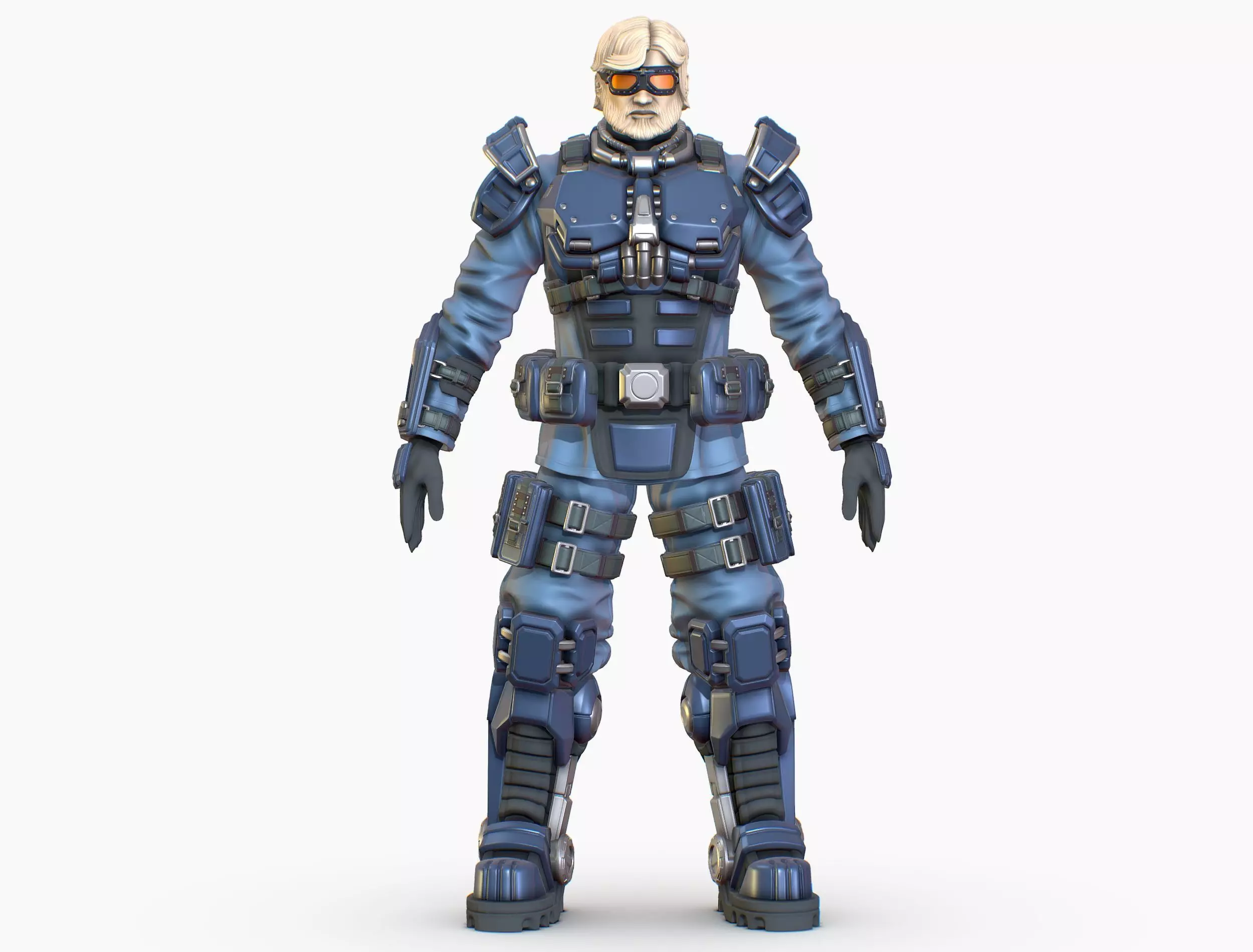 High Poly Man Military Heavy Armor Future 3D model_0