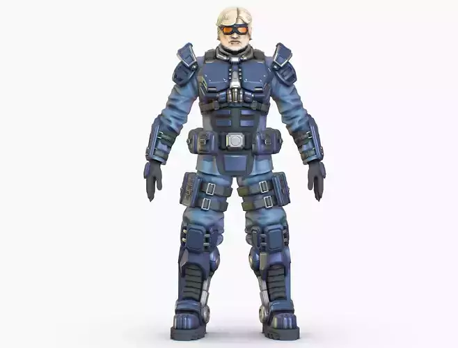 High Poly Man Military Heavy Armor Future 3D model