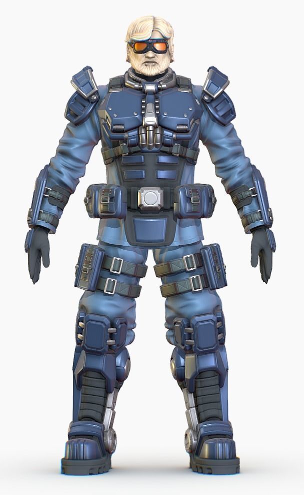 High Poly Man Military Heavy Armor Future 3D model_10