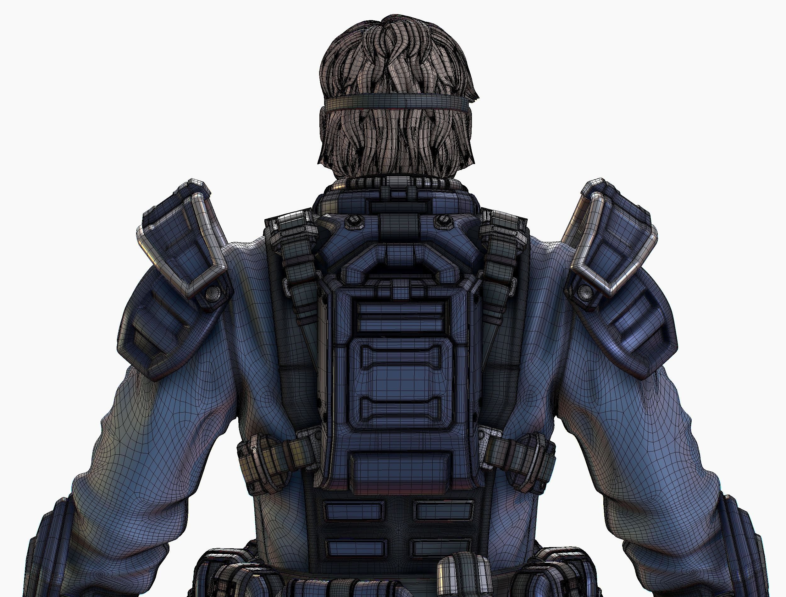 High Poly Man Military Heavy Armor Future 3D model_24