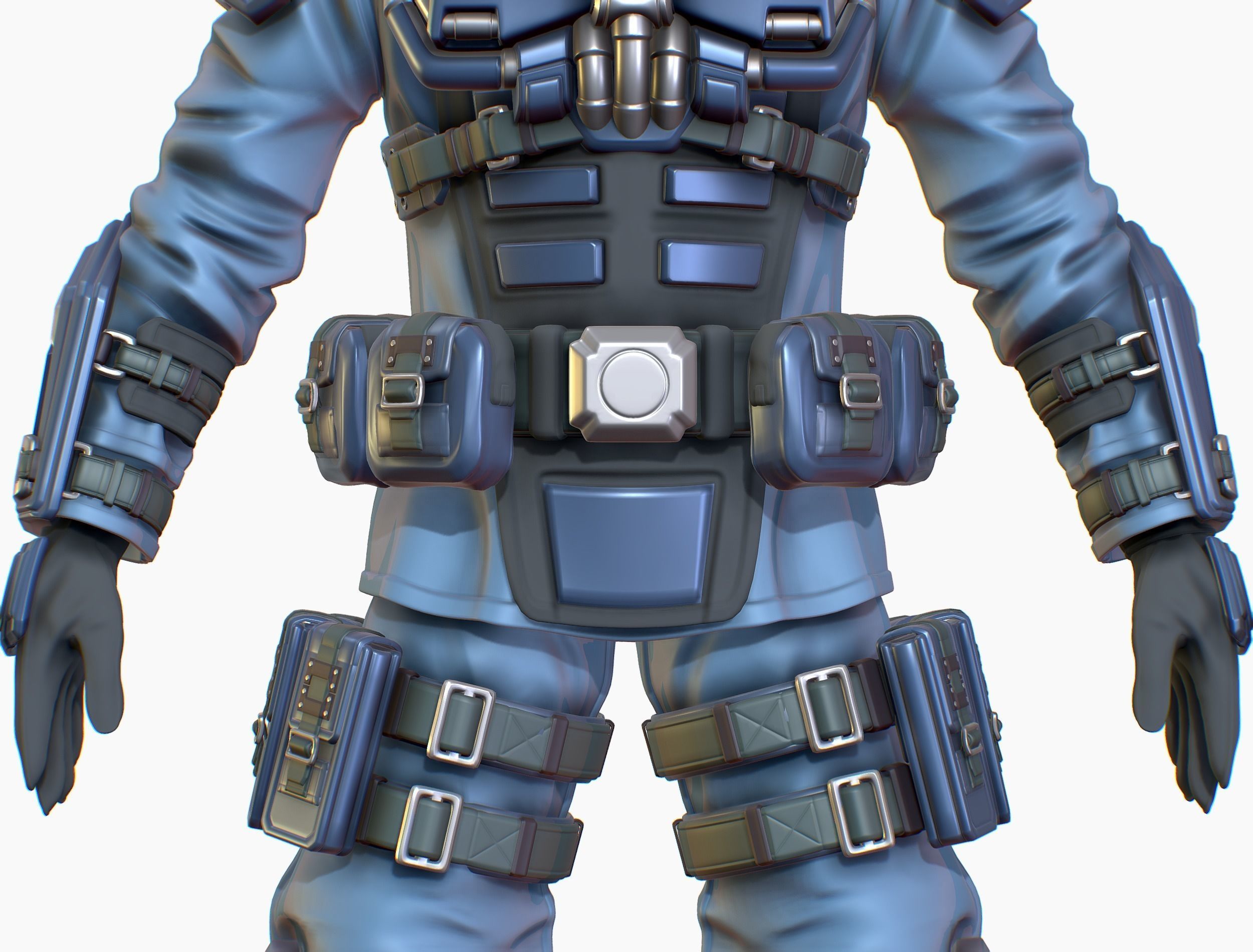 High Poly Man Military Heavy Armor Future 3D model_18