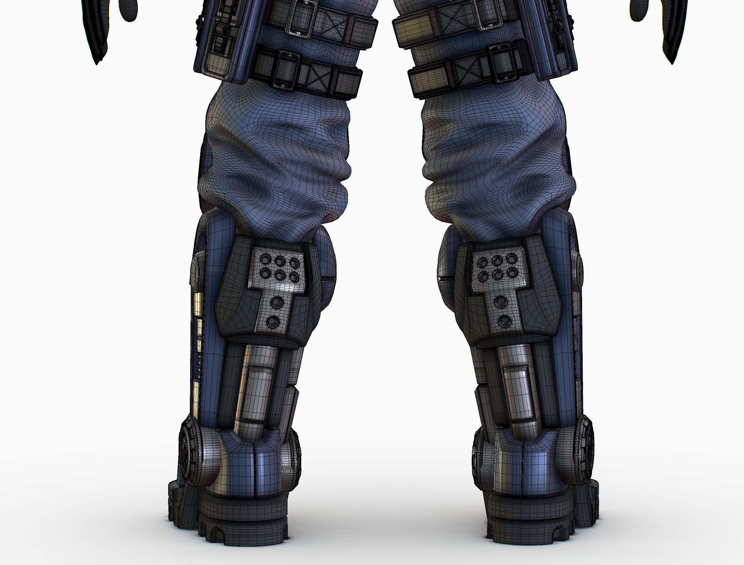 High Poly Man Military Heavy Armor Future 3D model_25