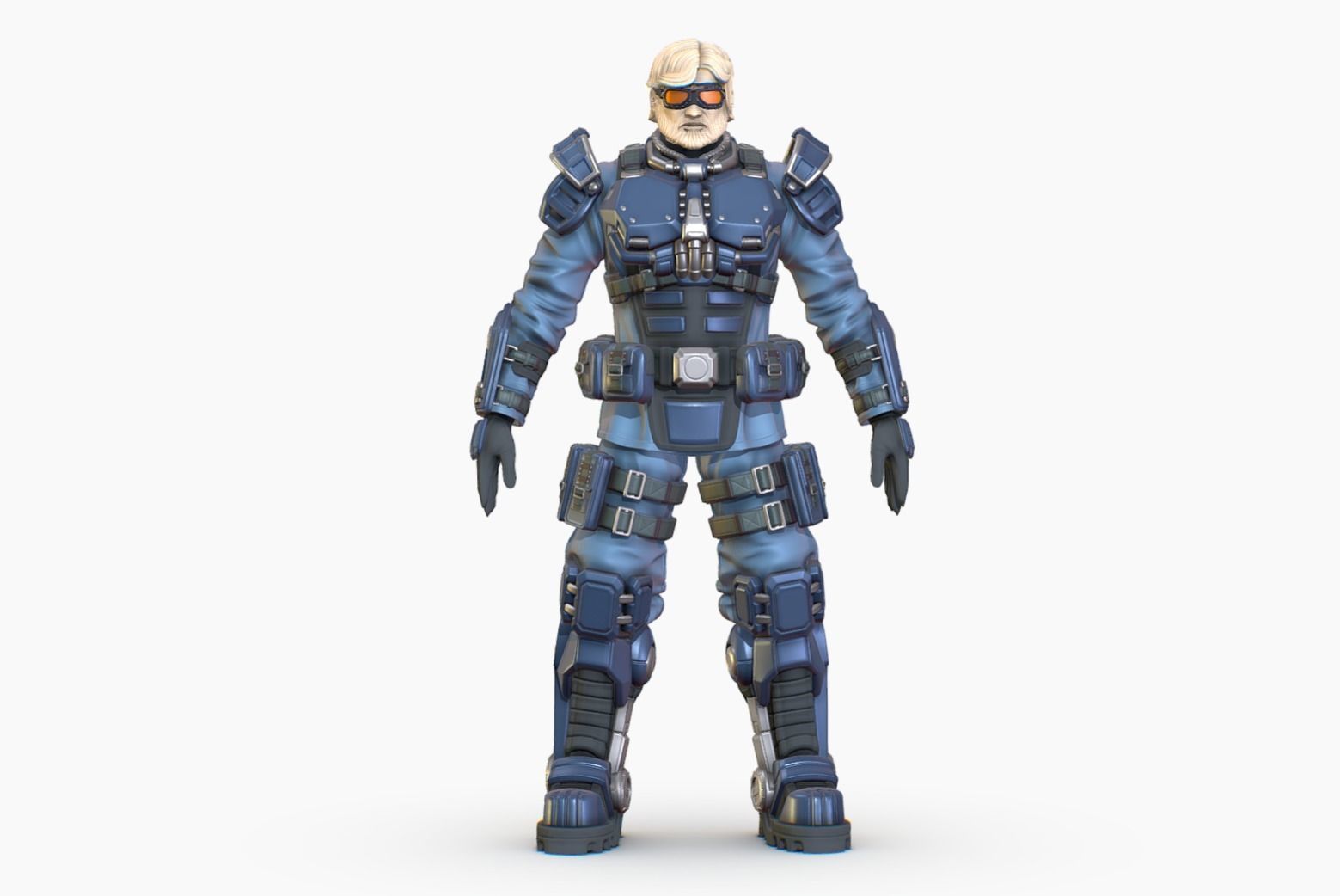 High Poly Man Military Heavy Armor Future 3D model_9