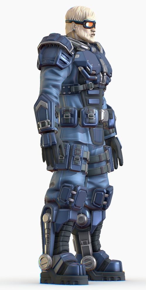 High Poly Man Military Heavy Armor Future 3D model_12