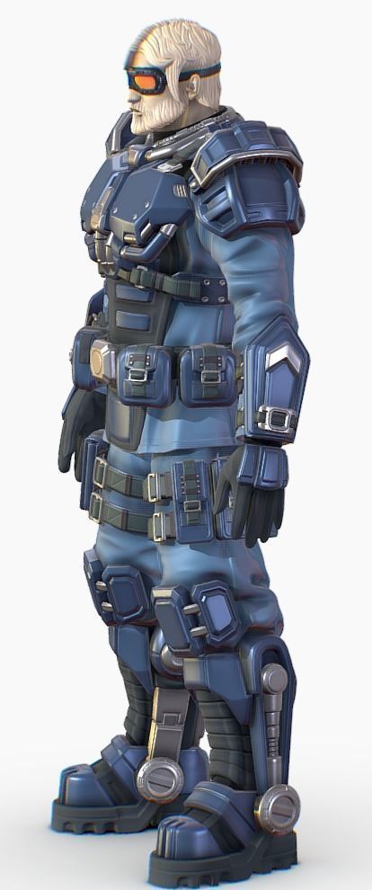 High Poly Man Military Heavy Armor Future 3D model_13