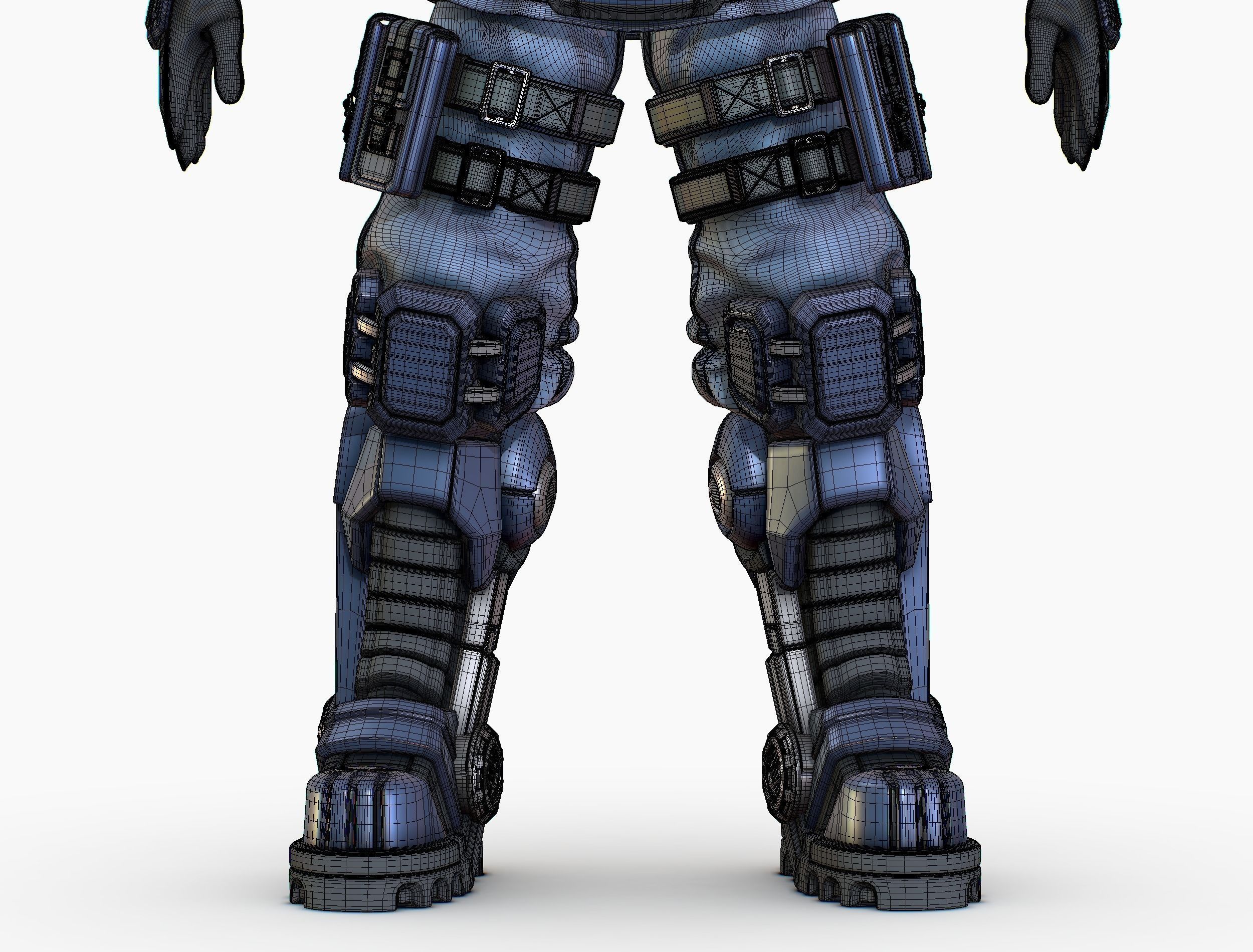 High Poly Man Military Heavy Armor Future 3D model_20