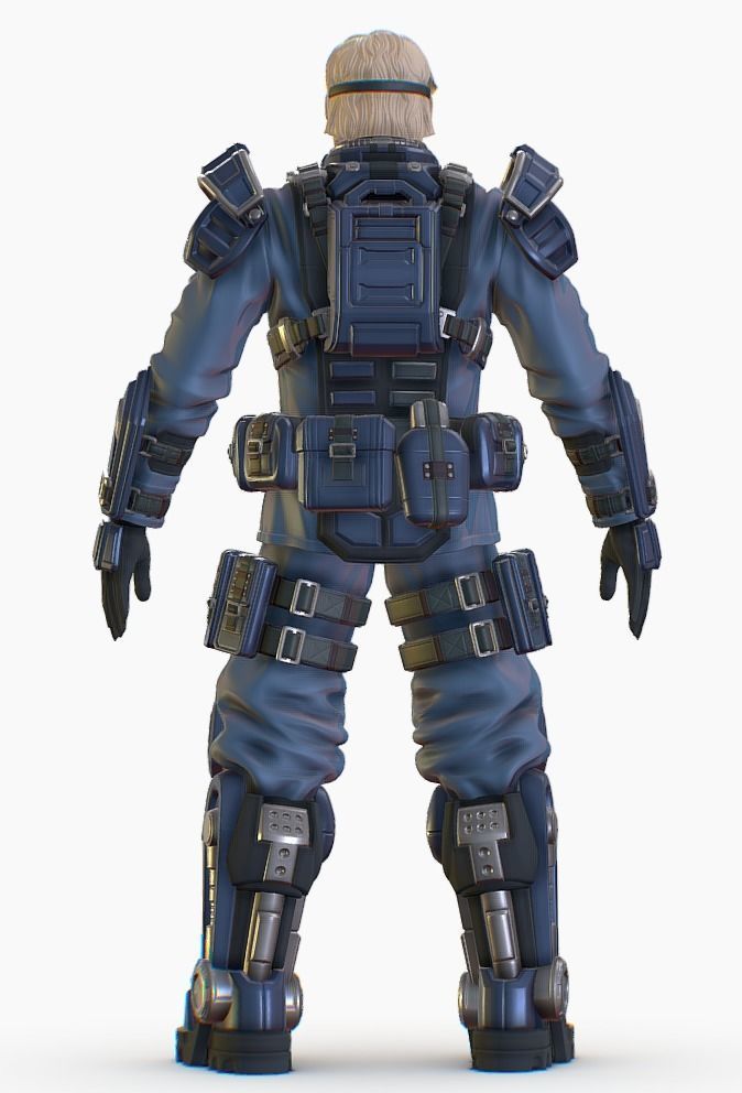 High Poly Man Military Heavy Armor Future 3D model_11