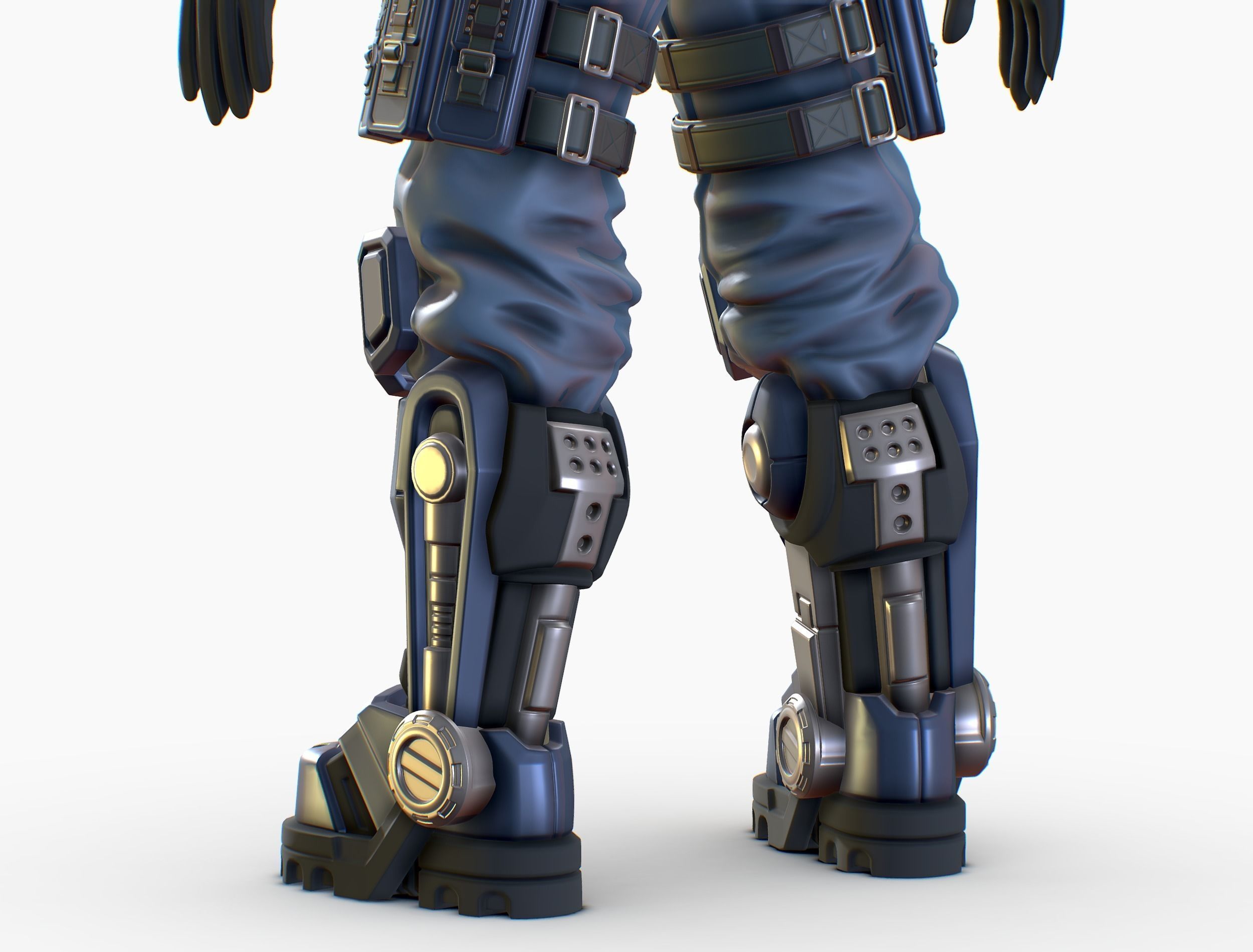 High Poly Man Military Heavy Armor Future 3D model_17