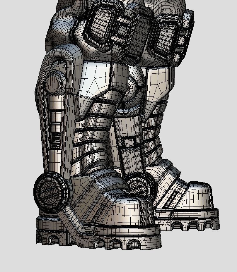 High Poly Man Military Heavy Armor Future 3D model_30