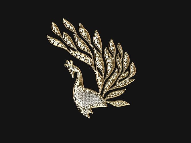 diamond peacock pendant 3D print model