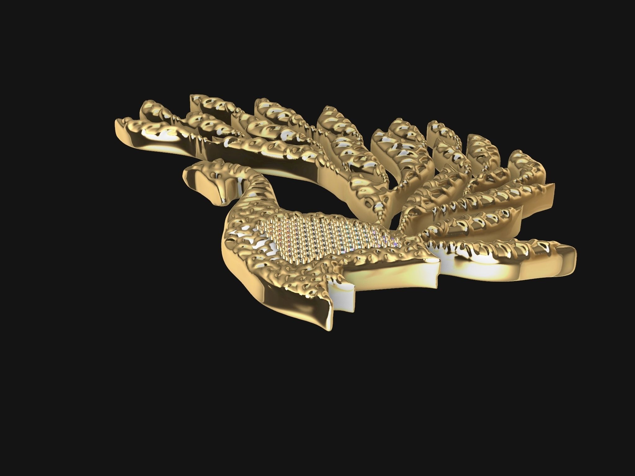 diamond peacock pendant 3D print model_5