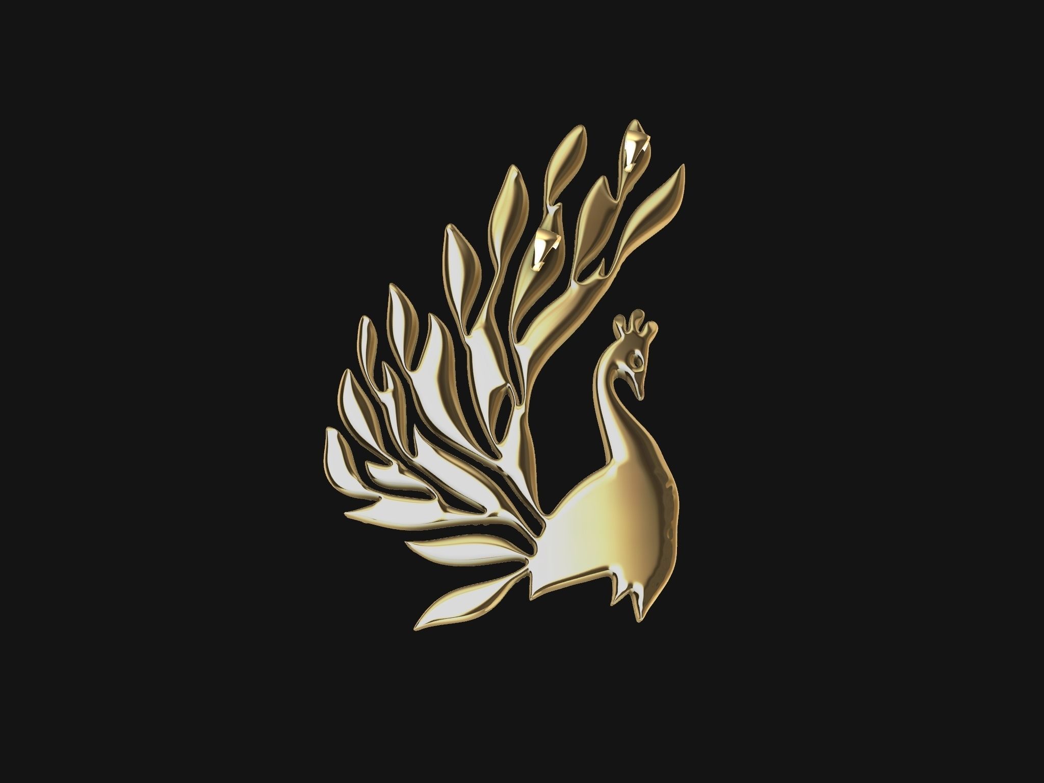 diamond peacock pendant 3D print model_1