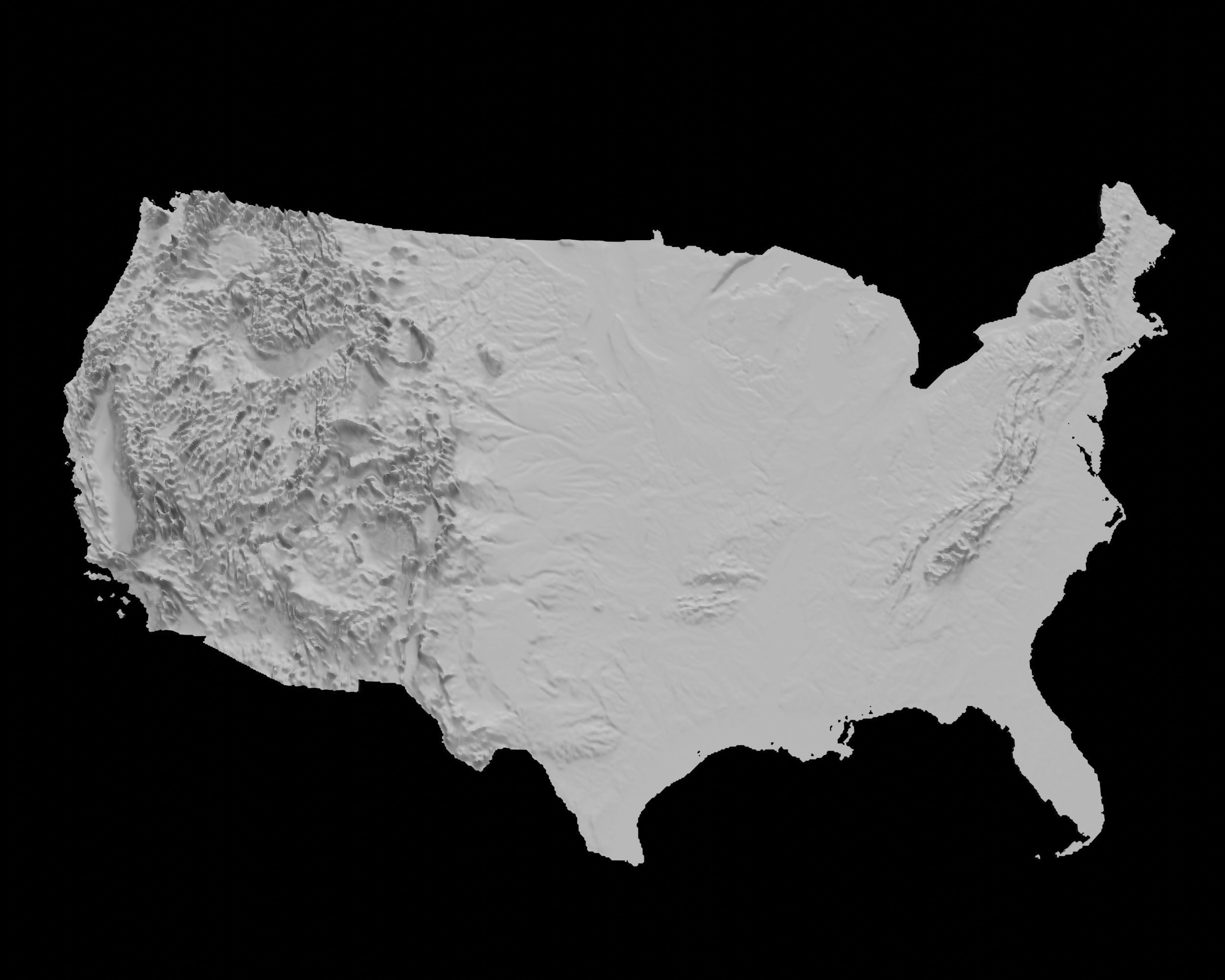 3D Map Model of the United States 3D print model_3