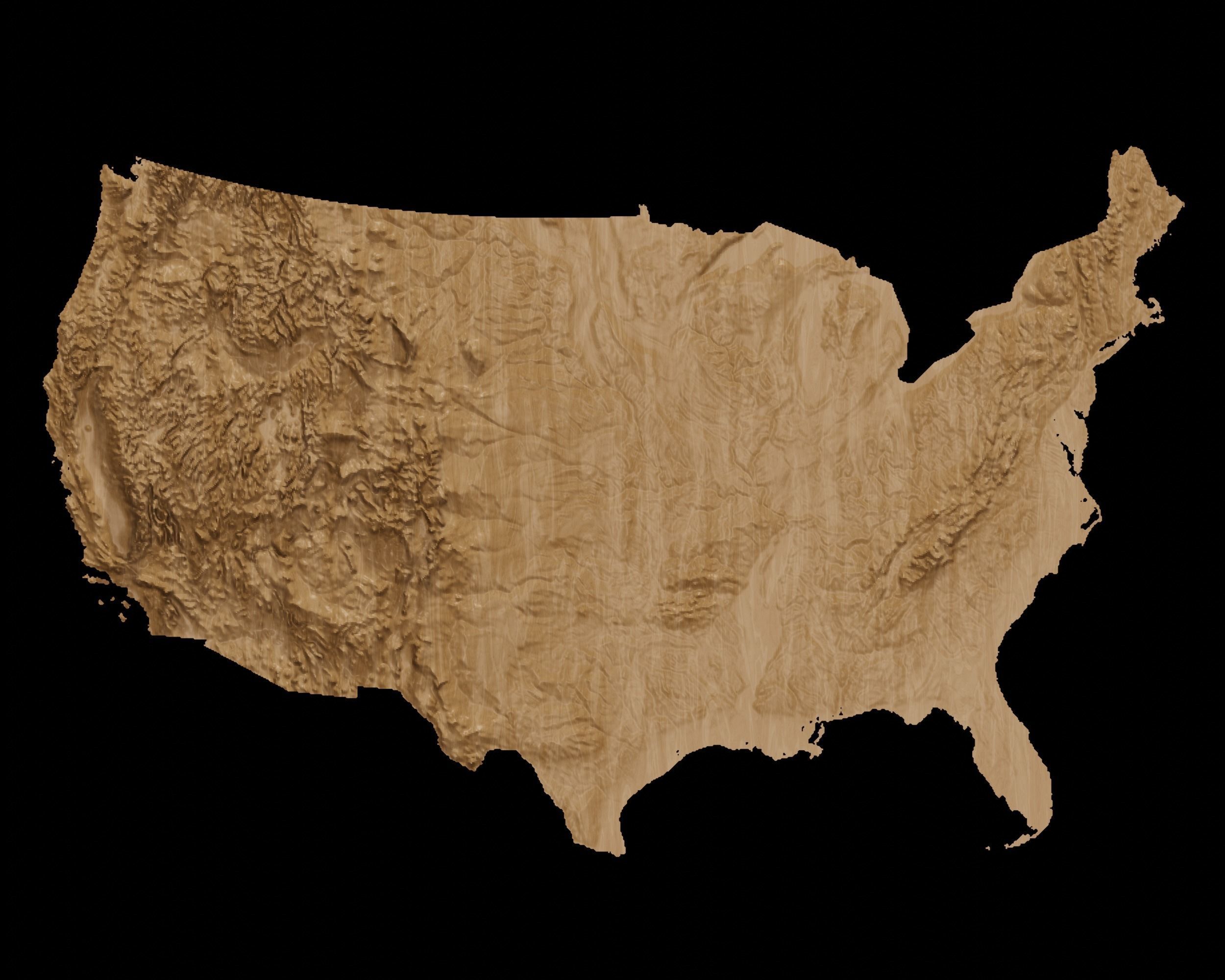 3D Map Model of the United States 3D print model_1