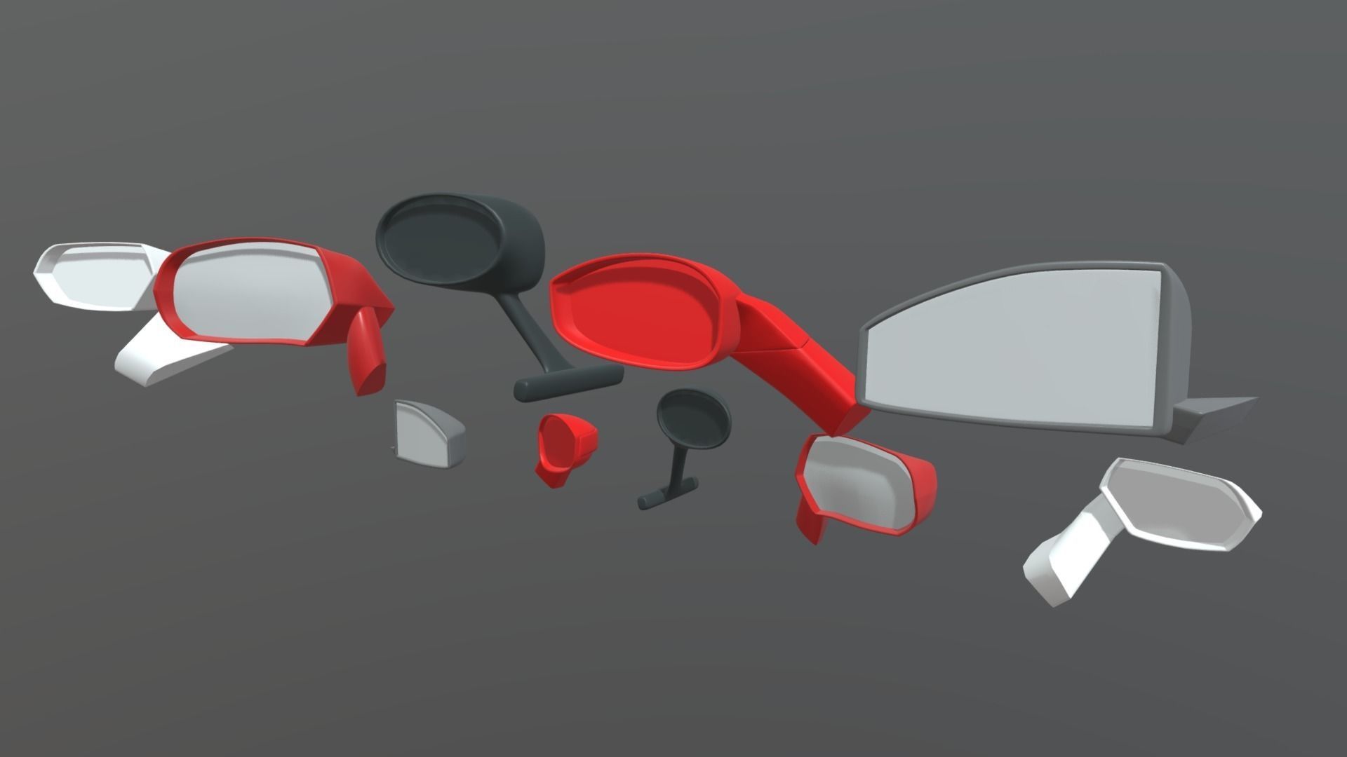Car Side View Mirrors Pack Low-poly 3D model_12