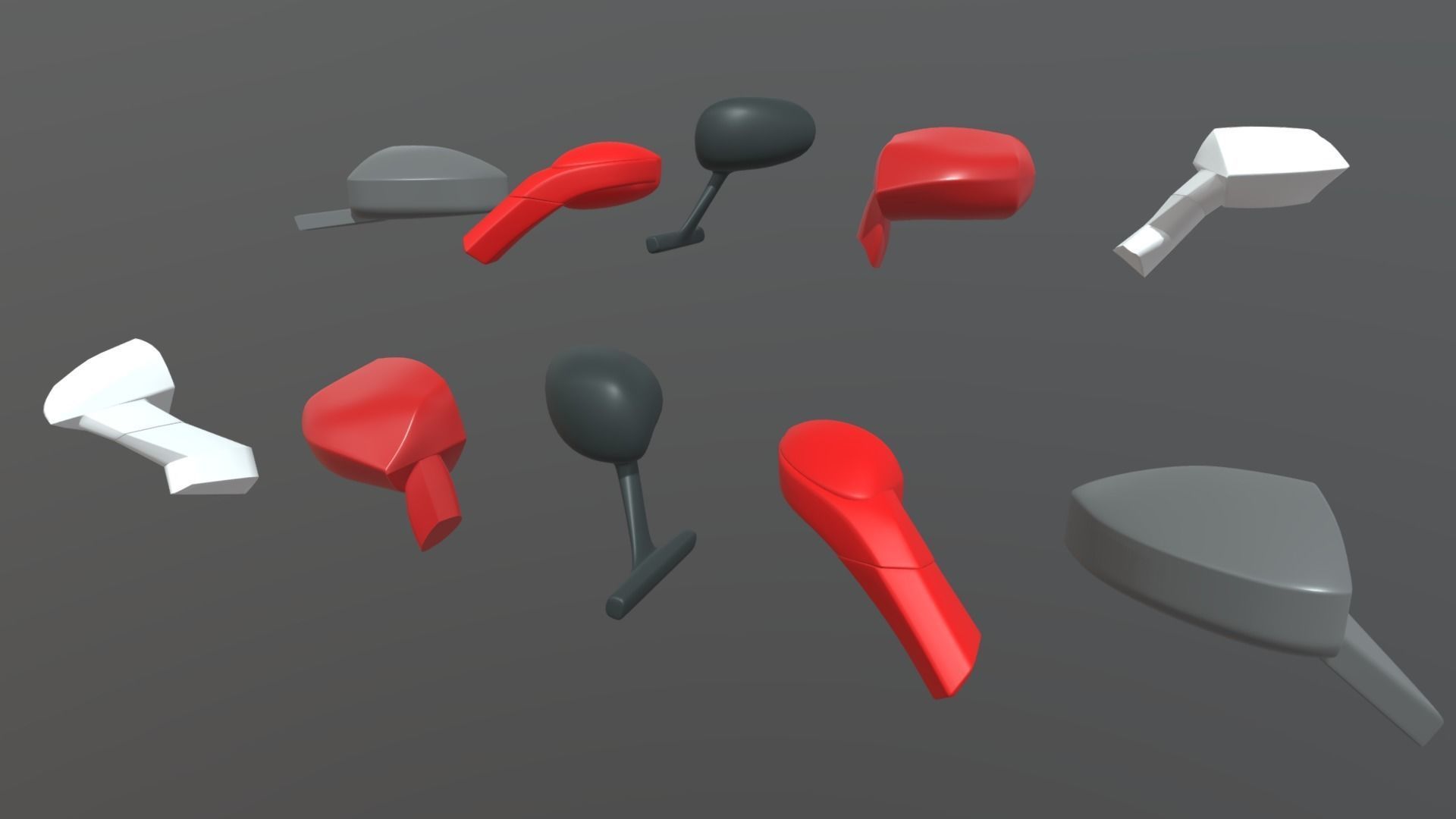 Car Side View Mirrors Pack Low-poly 3D model_11