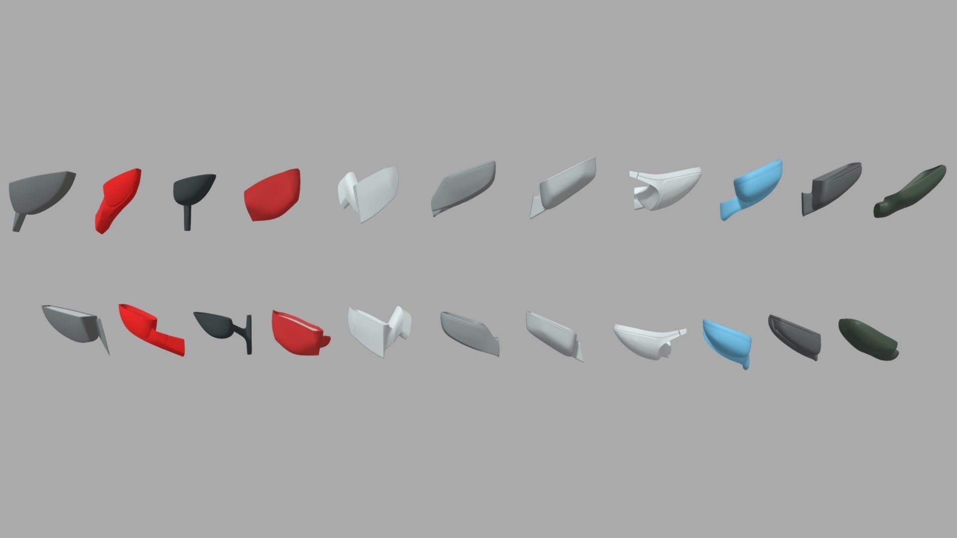Car Side View Mirrors Pack Low-poly 3D model_2