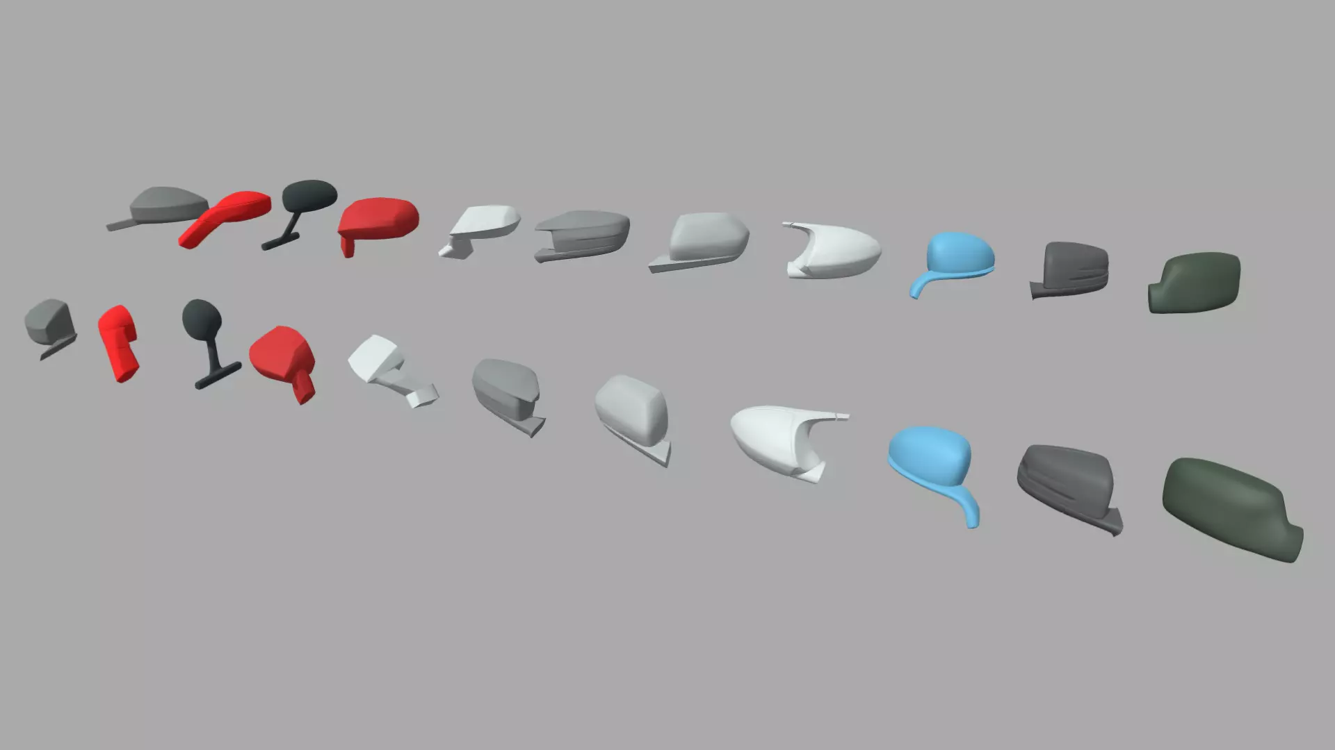 Car Side View Mirrors Pack Low-poly 3D model_0