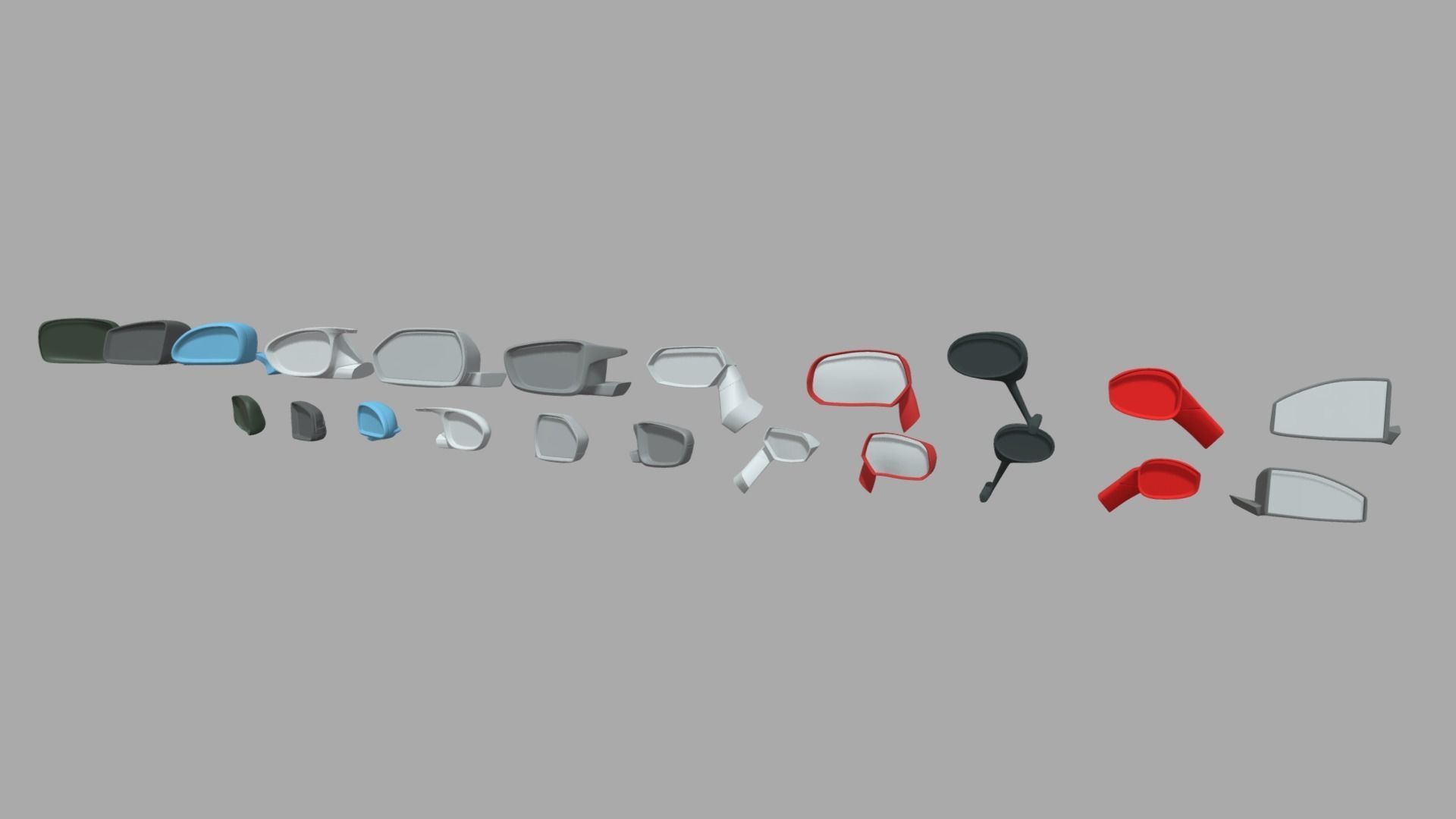 Car Side View Mirrors Pack Low-poly 3D model_1