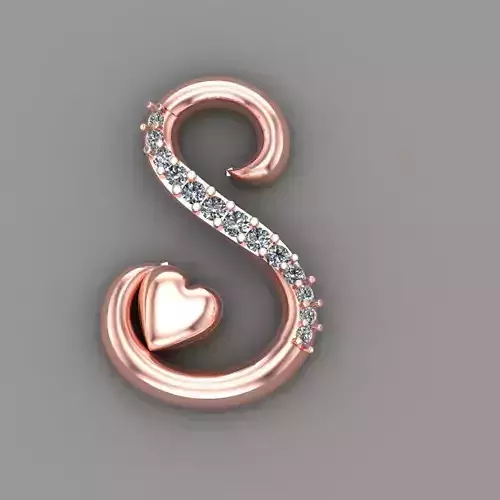 Diamond S locket jewelry for woman