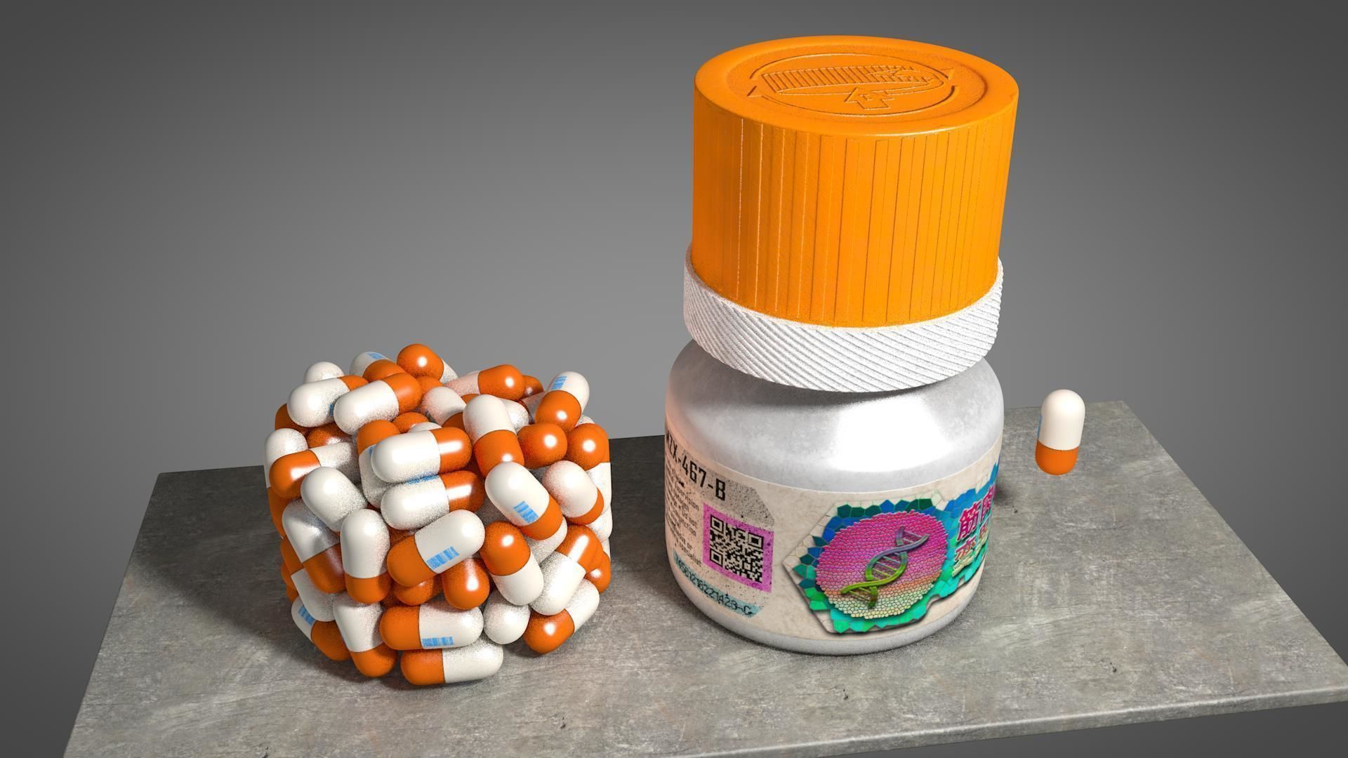 Bottle with Pills  3D model_13