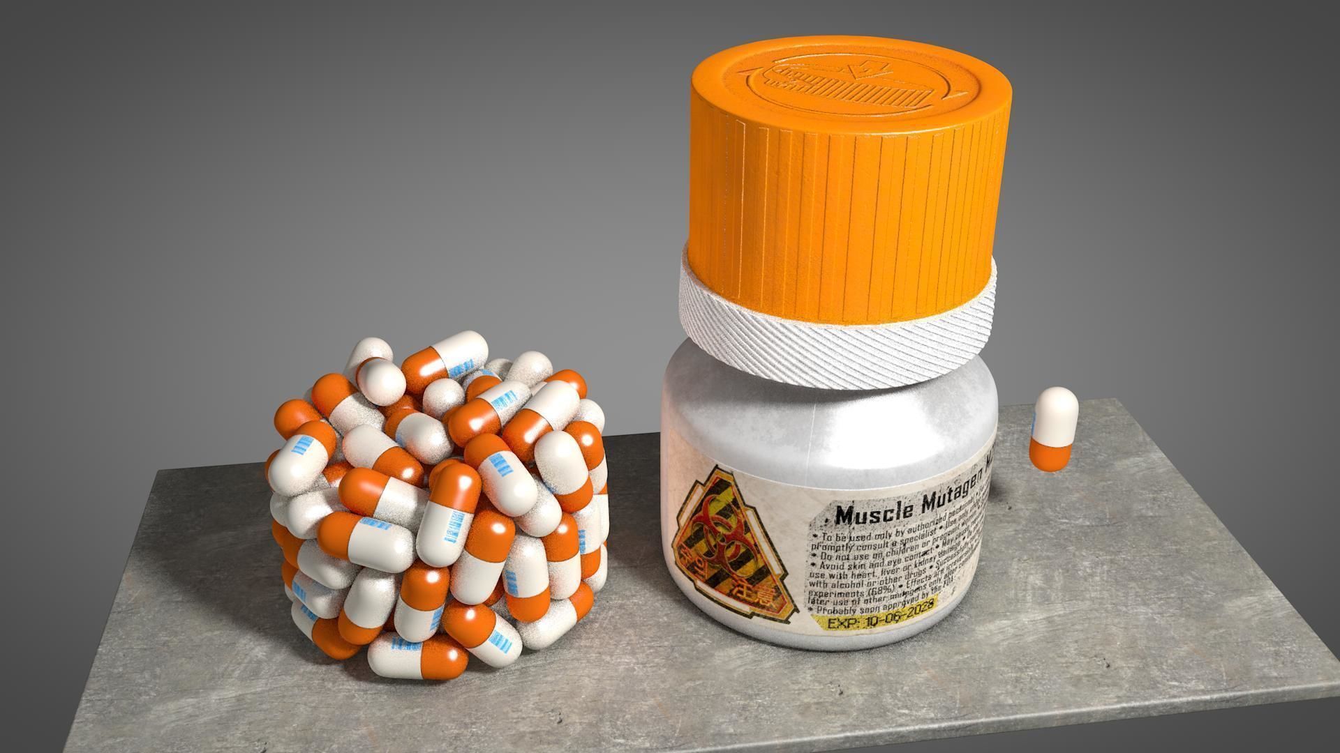 Bottle with Pills  3D model_11