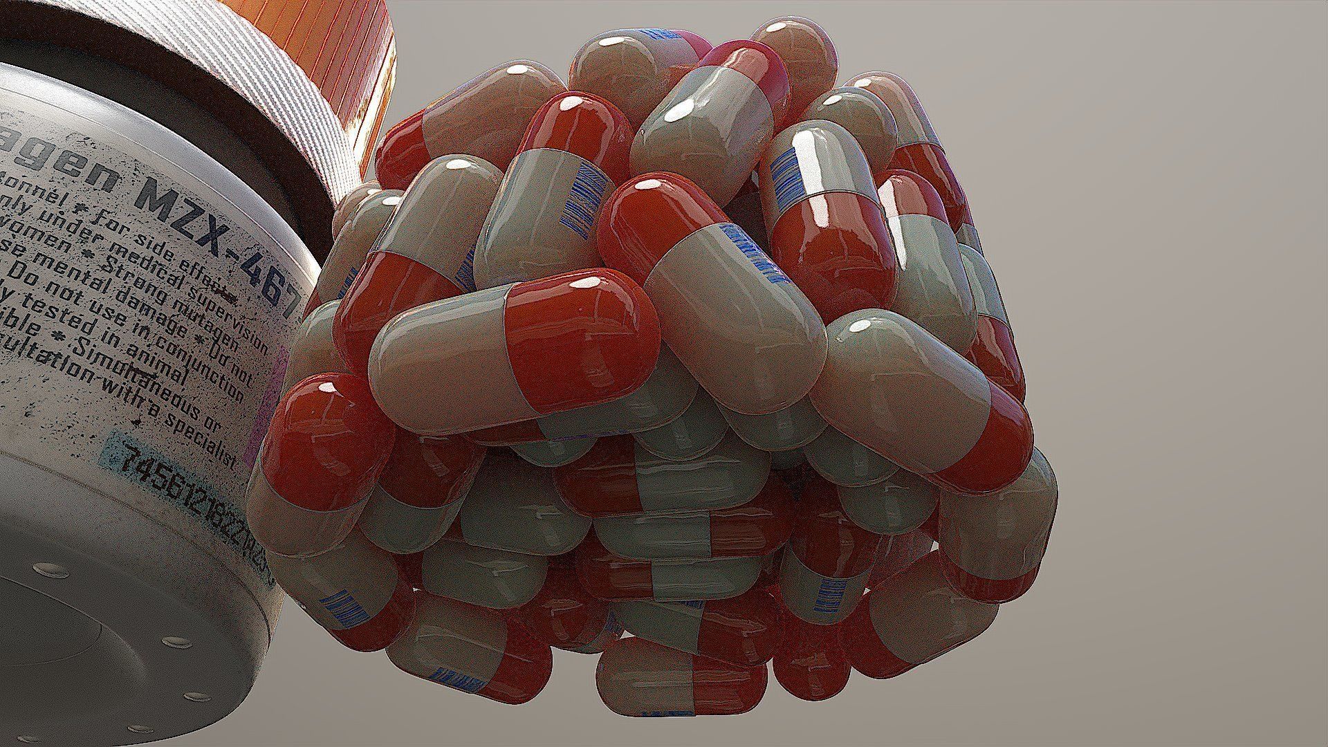 Bottle with Pills  3D model_3