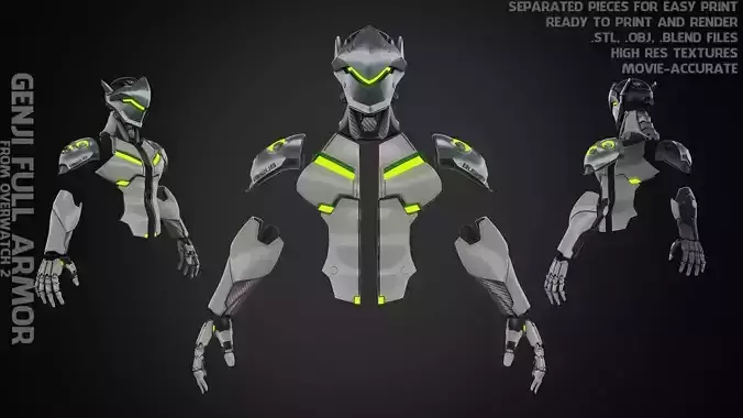 Overwatch 2 Genji Armor and Helmet for Cosplay 3D print model