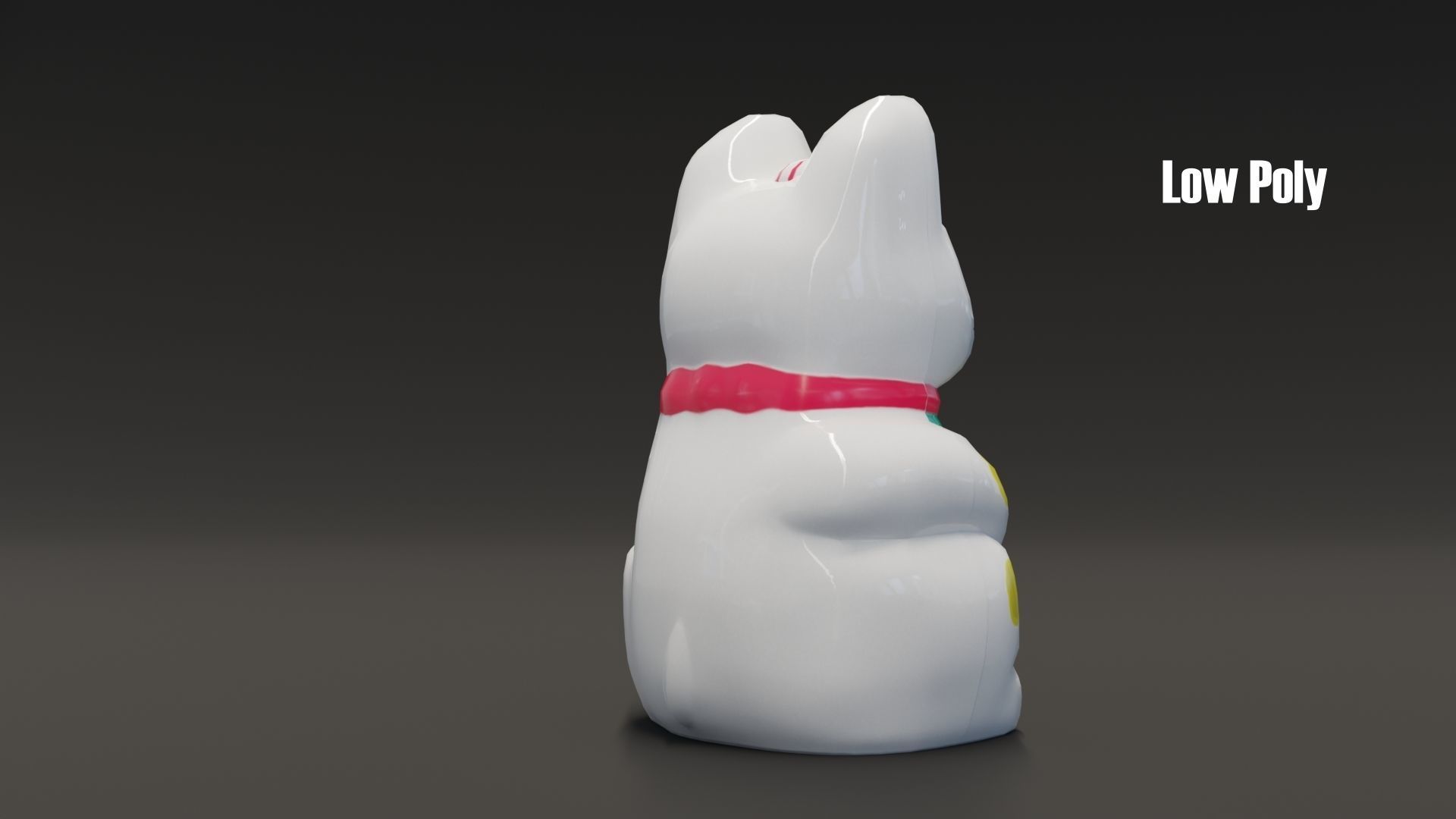 Lucky Cat Low-poly 3D model_16