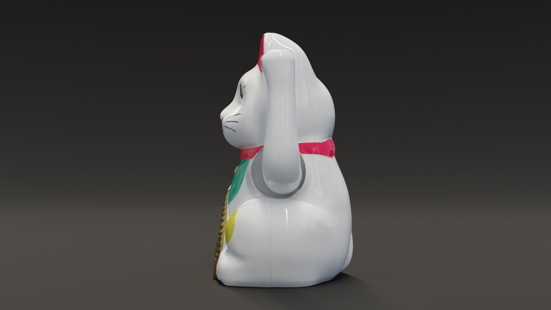 Lucky Cat Low-poly 3D model_3